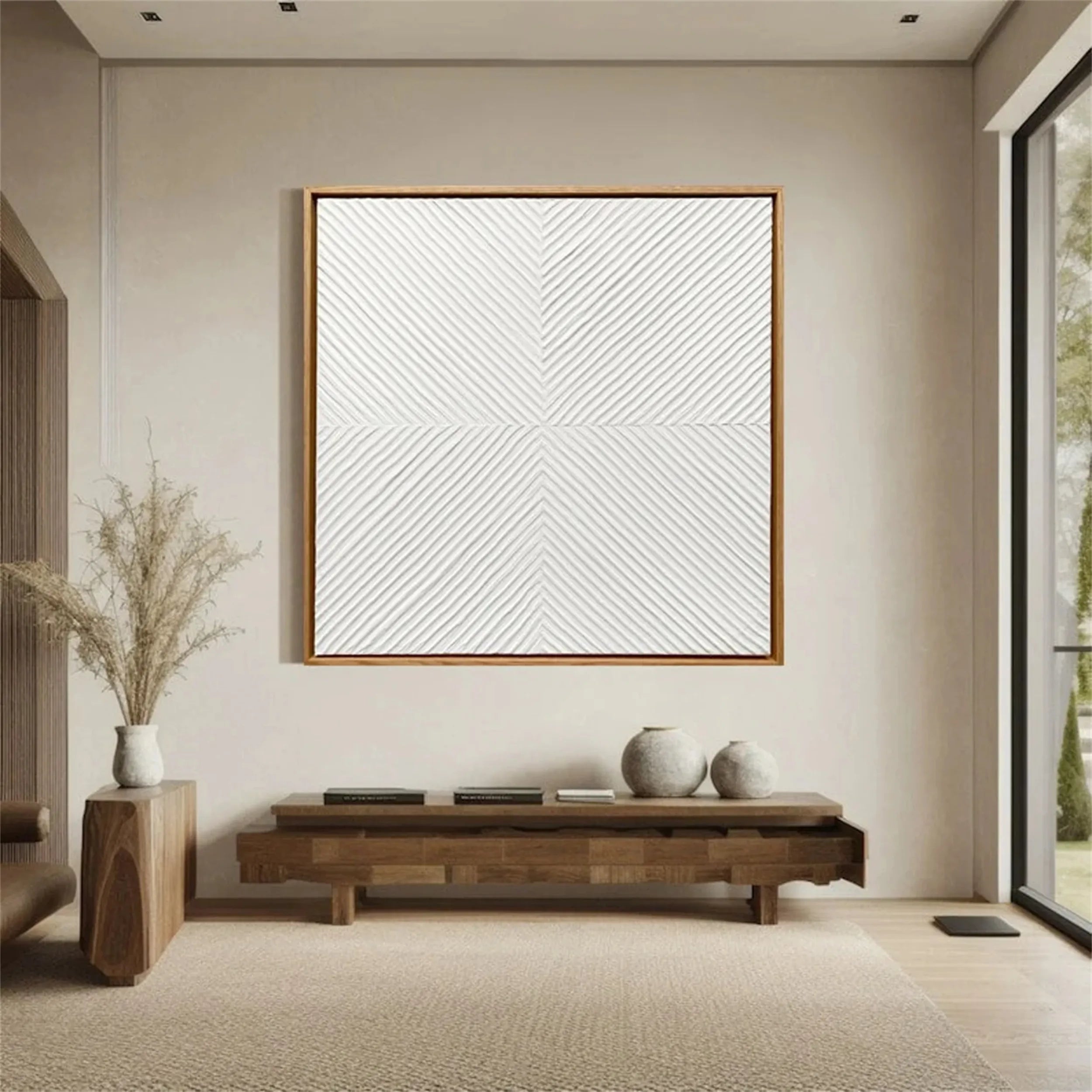 White Minimalist Textured Painting Canvas #MM205 - Premium Abstract Wall Art for Modern Home & Office Decor