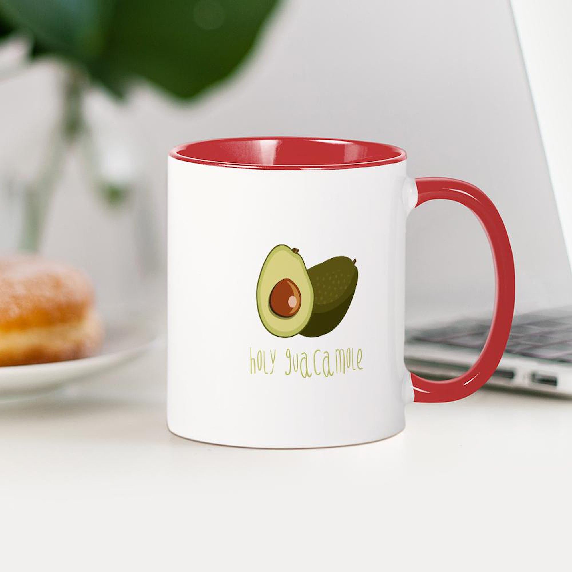 Holy Guacamole Ceramic Coffee Mug 11 oz (325 ml) - Funny Novelty Gift for Avocado Lovers - Perfect for Home, Office & Coffee Breaks