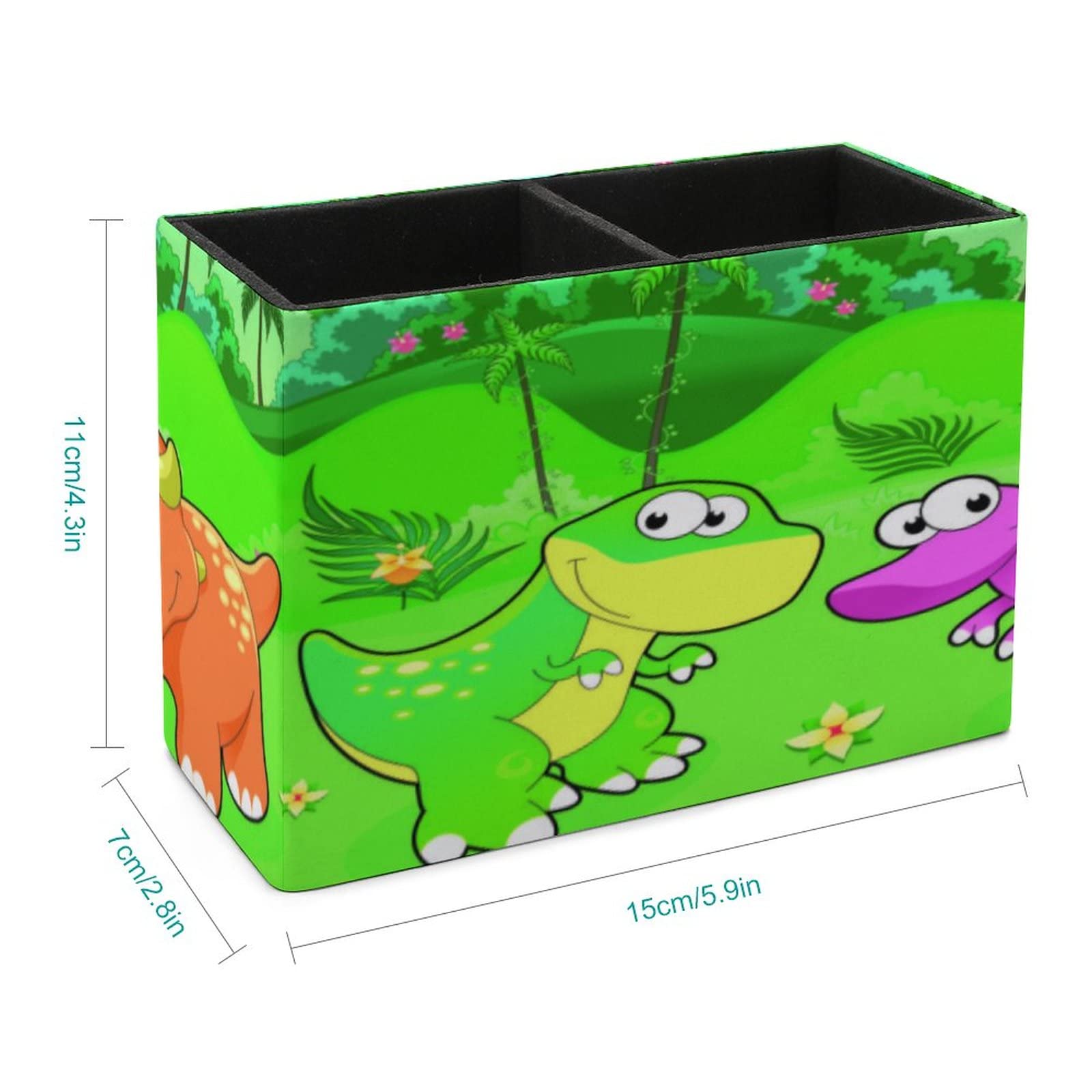 Cute Dinosaur Pen Holder for Desk - Leather Pencil Organizer & Makeup Brush Storage for Office, School, College | Perfect Desktop Organizer for Stationery, Art Supplies, and Cosmetics