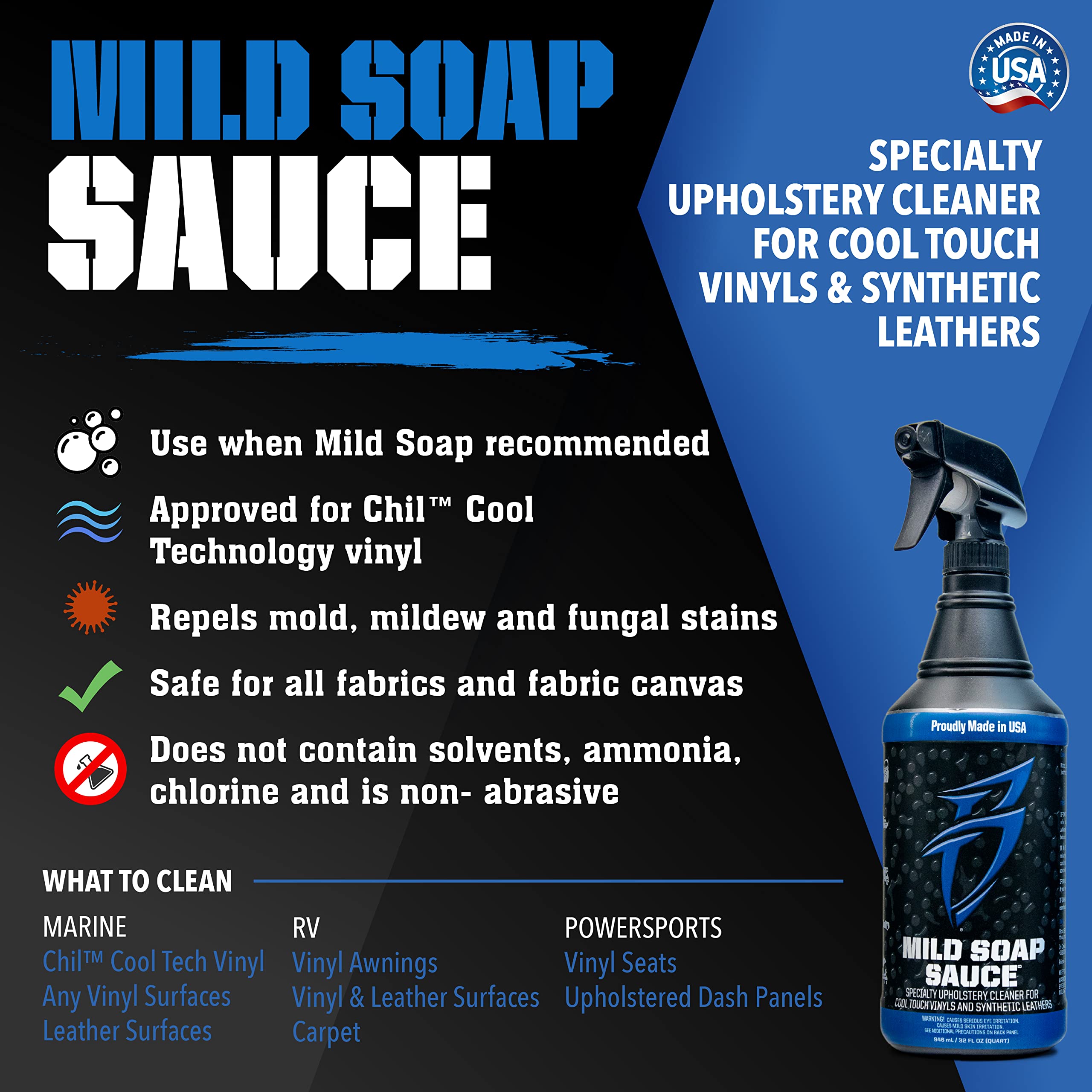 Boat Bling Hot Sauce Premium Hard Water Spot Remover & Mild Soap Sauce Upholstery Cleaner - 2 Pack (32 oz Each) - Ideal for Marine, RV, and Car Interior Cleaning
