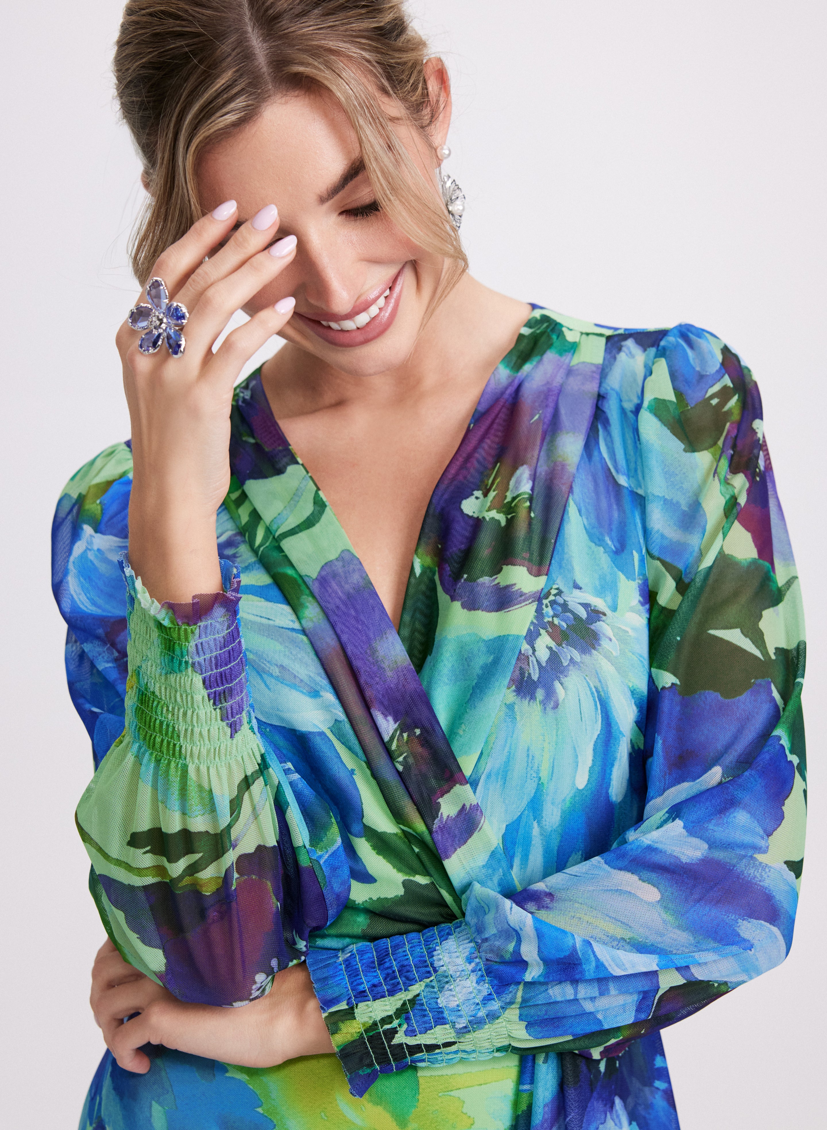 Floral Mesh Dress for Women - Elegant Summer Maxi Dress with Floral Print, Lightweight & Breathable - Perfect for Beach, Party, and Vacation Wear