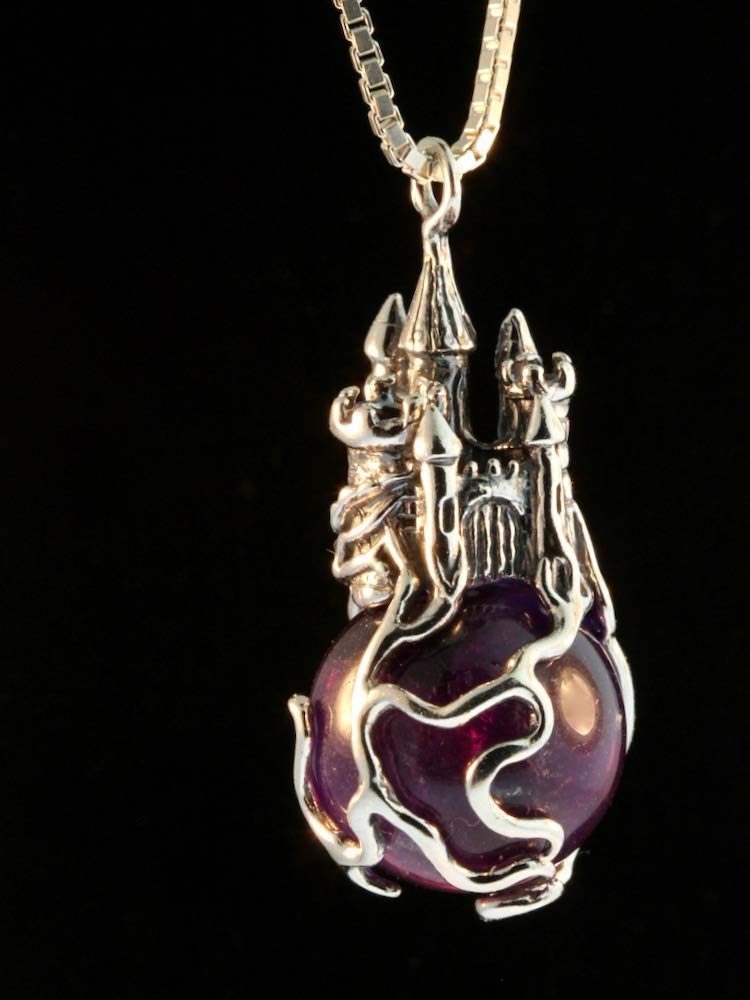 Castle in the Clouds Necklace - Sterling Silver Crystal Pendant with Orb Charm | Elegant Jewelry for Women, Gift for Her | Perfect for Weddings, Anniversaries & Special Occasions