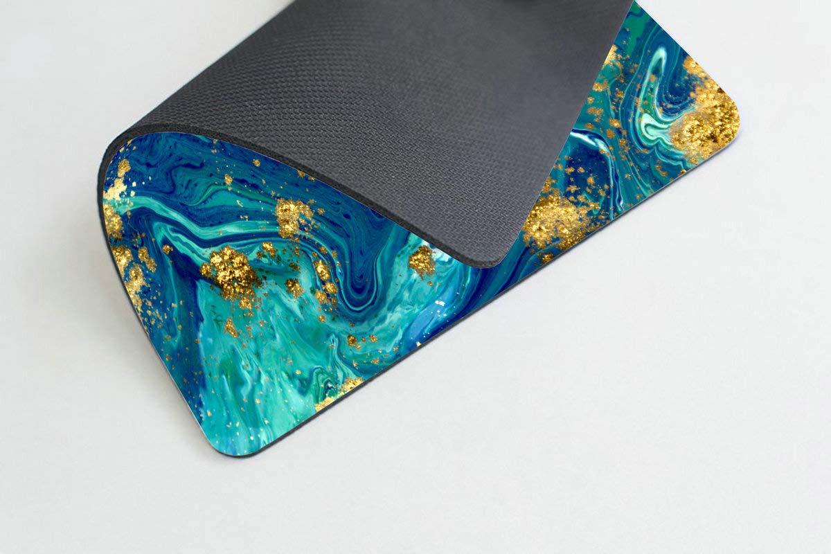 Custom Blue Marbled Mouse Pad - Non-Slip Rubber Gaming Mouse Mat for PC & Laptop - Perfect for Office Work, Gaming & Graphic Design
