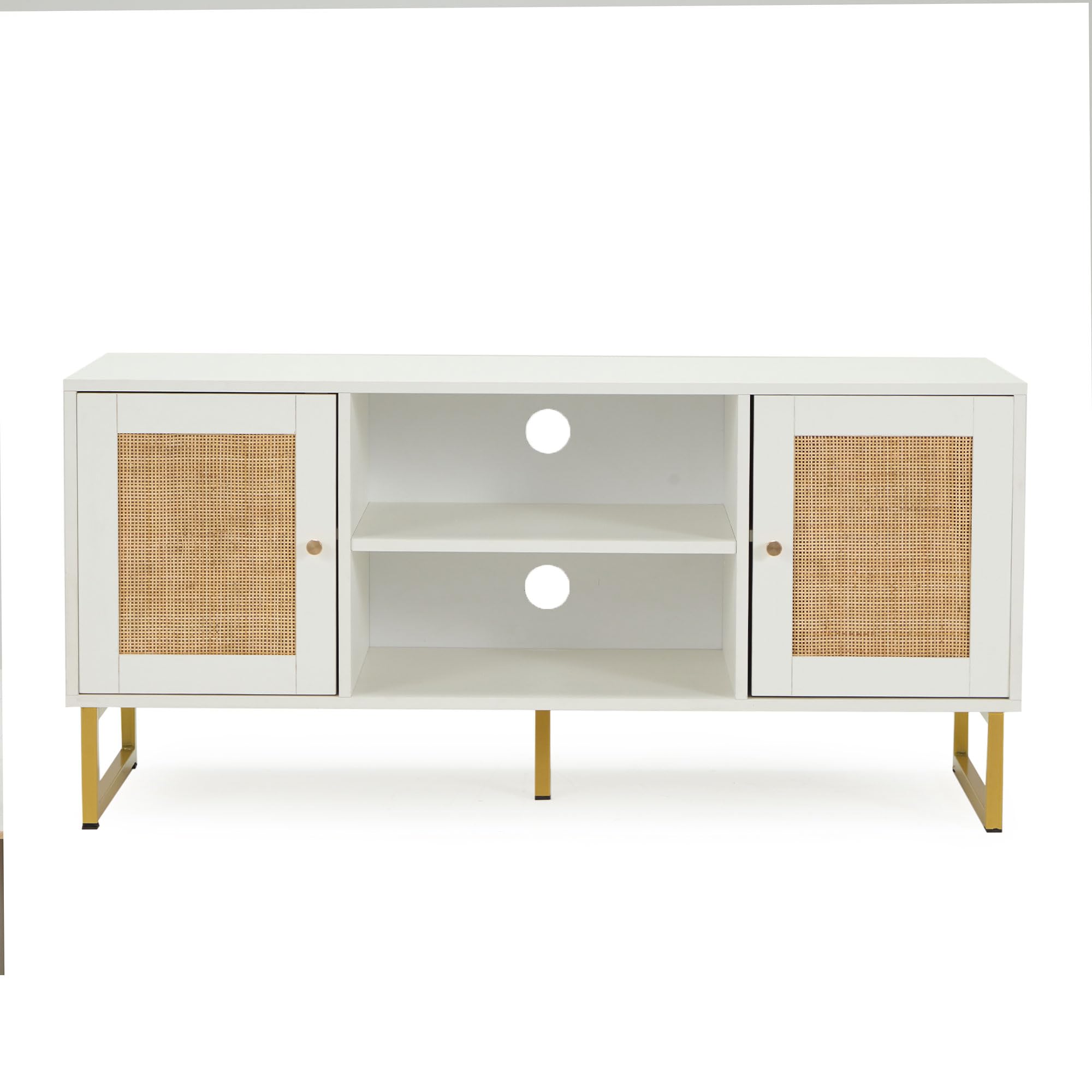 JOMEED TV Stand with Storage - Modern Entertainment Center for Living Room, Bedroom & Home Theater - Holds TVs Up to 110 lbs - Perfect for Organizing Media, Gaming Consoles & Home Decor
