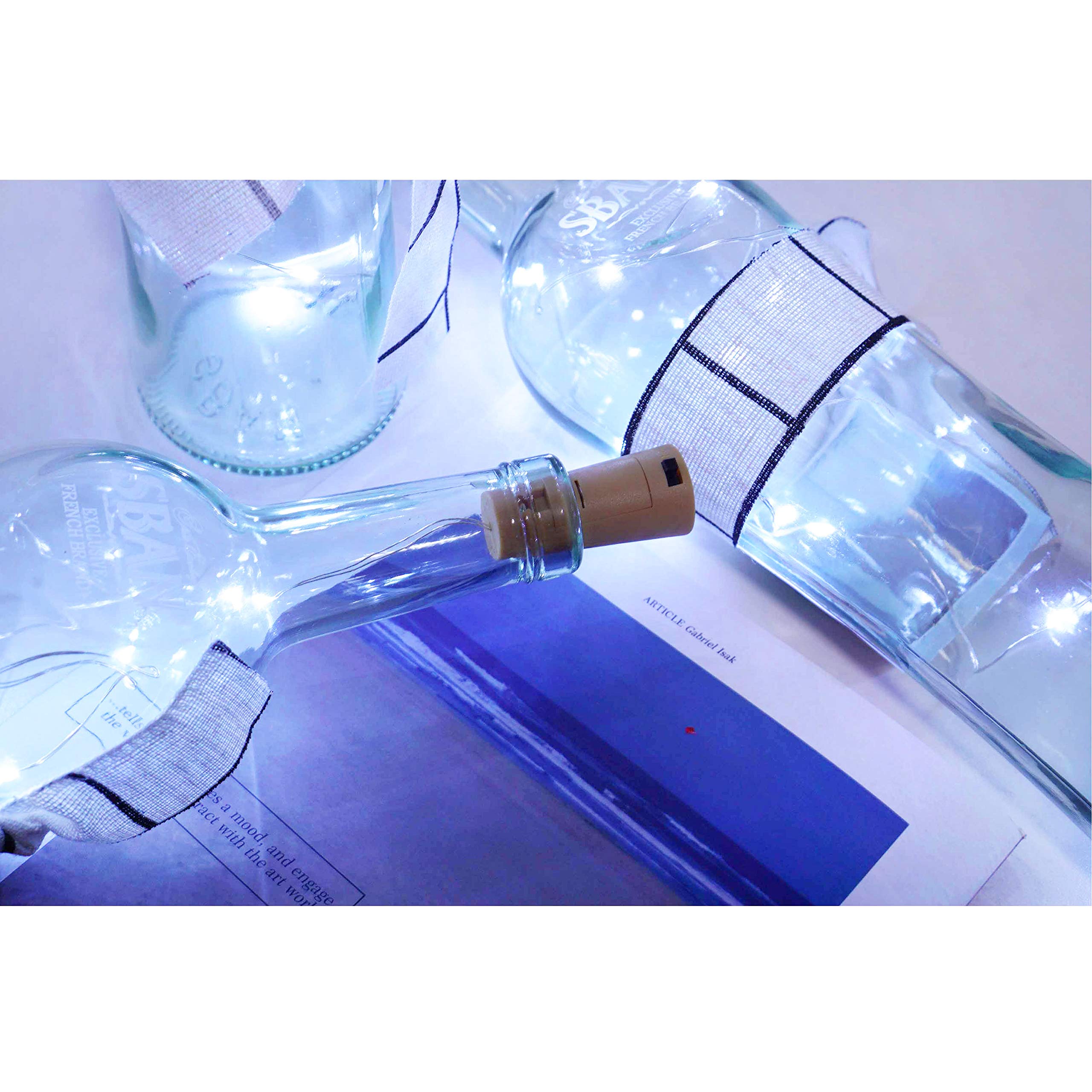 20 Pack 10 LED Wine Bottle Cork Lights - Battery Operated Mini Fairy String Lights with Copper Wire - Cool White Starry Lights for DIY, Christmas, Halloween, Wedding, Party Decorations - Perfect for Indoor & Outdoor Home, Garden, Bar, Restaurant and Event Lighting