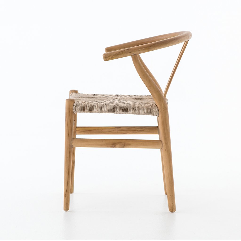 Natural Teak Dining Chair - Modern Wooden Dining Room Chair for Kitchen, Restaurant & Home Decor