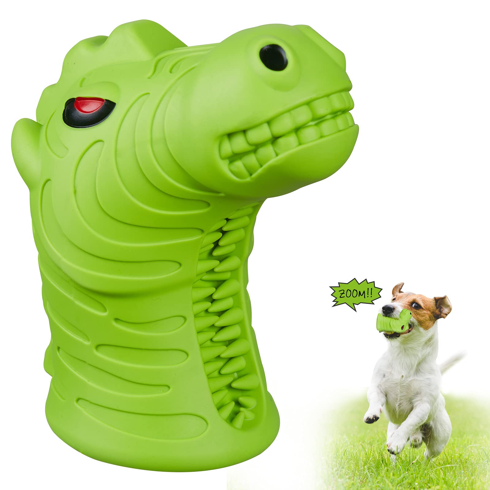 Indestructible Natural Rubber Dog Chew Toys for Large & Medium Breed Aggressive Chewers - Zebra-Shaped Squeaky Interactive Fun Toy with Toothbrush Texture - Durable Dog Toys for German Shepherds, Pitbulls & Strong Chewers - Perfect for Playtime, Training & Dental Health