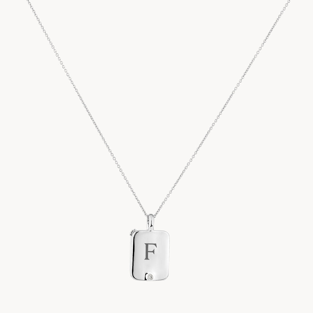 Personalized Engravable Silver Rectangle Flip Locket Necklace - Perfect for Anniversary Gifts, Valentine's Day & Keepsake Jewelry