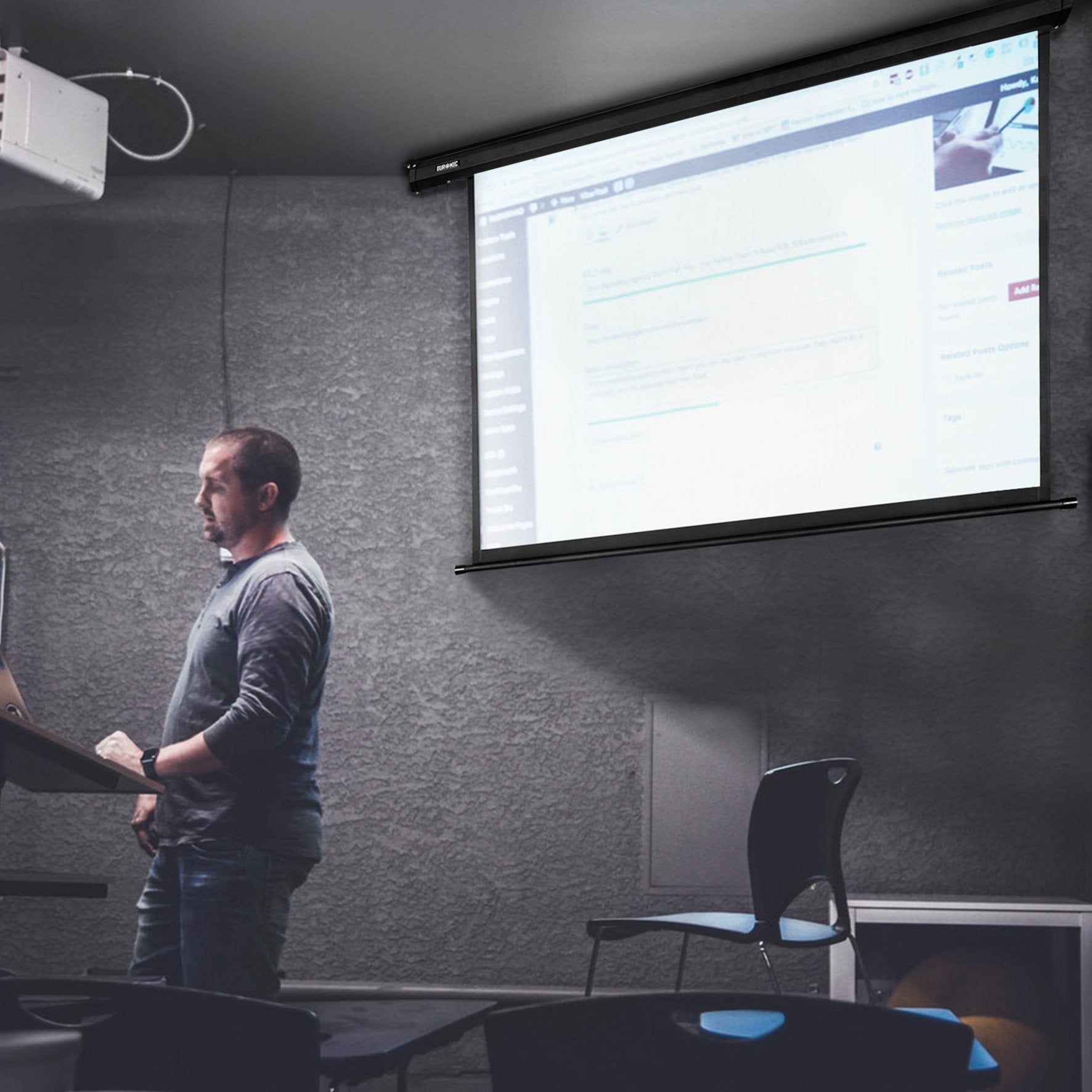 Duronic EPS60 60-Inch Electric Projector Screen | 122x91cm / 48x36