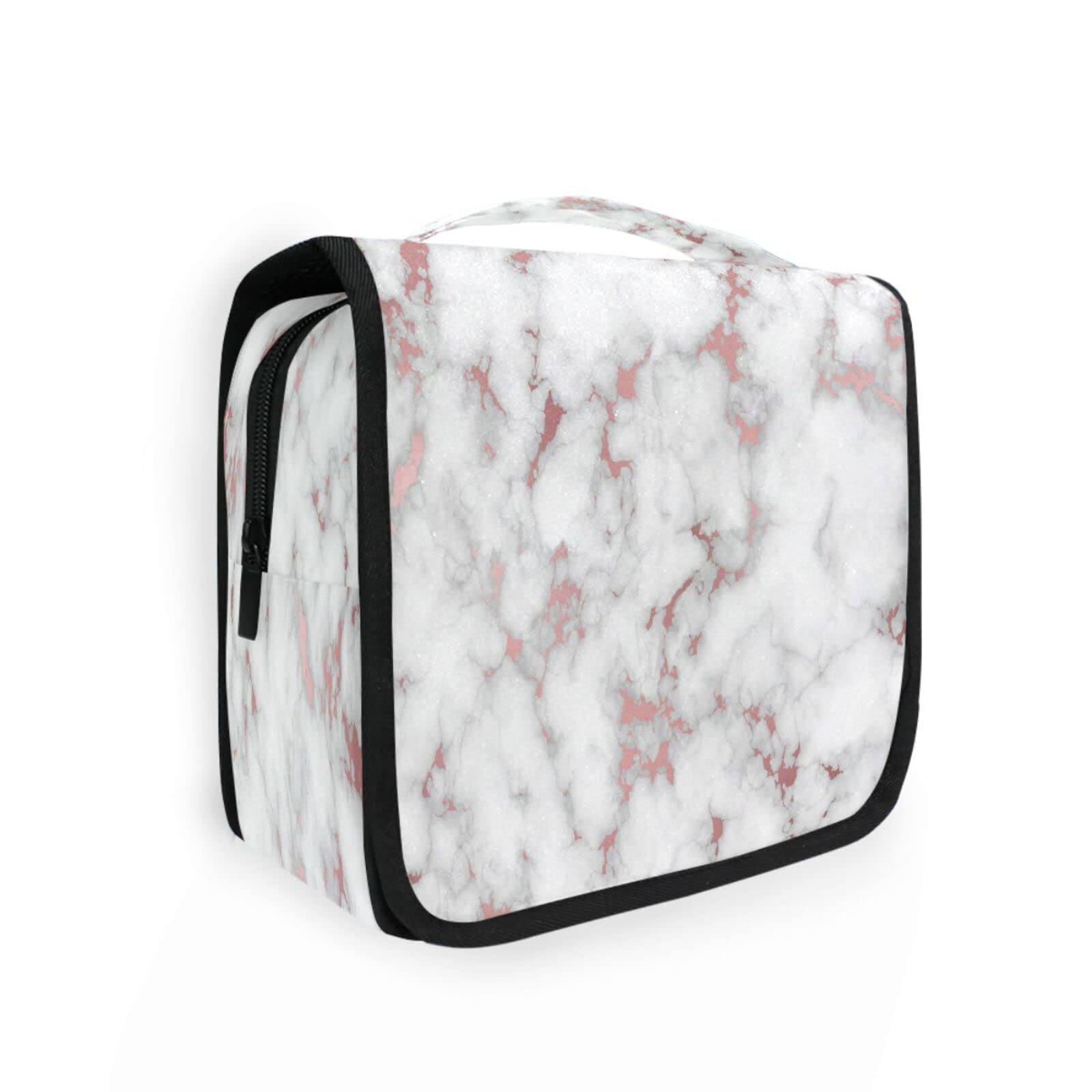 Classic Marble Pattern Hanging Toiletry Bag - Waterproof Makeup Cosmetic Travel Organizer Case for Women & Men - Perfect for Vacation, Gym, Camping & Business Trips