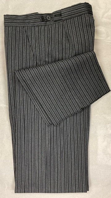 Premium Black & Grey Striped Wool Formal Trousers for Men - 100% Pure Wool Dress Pants for Business, Office & Special Occasions