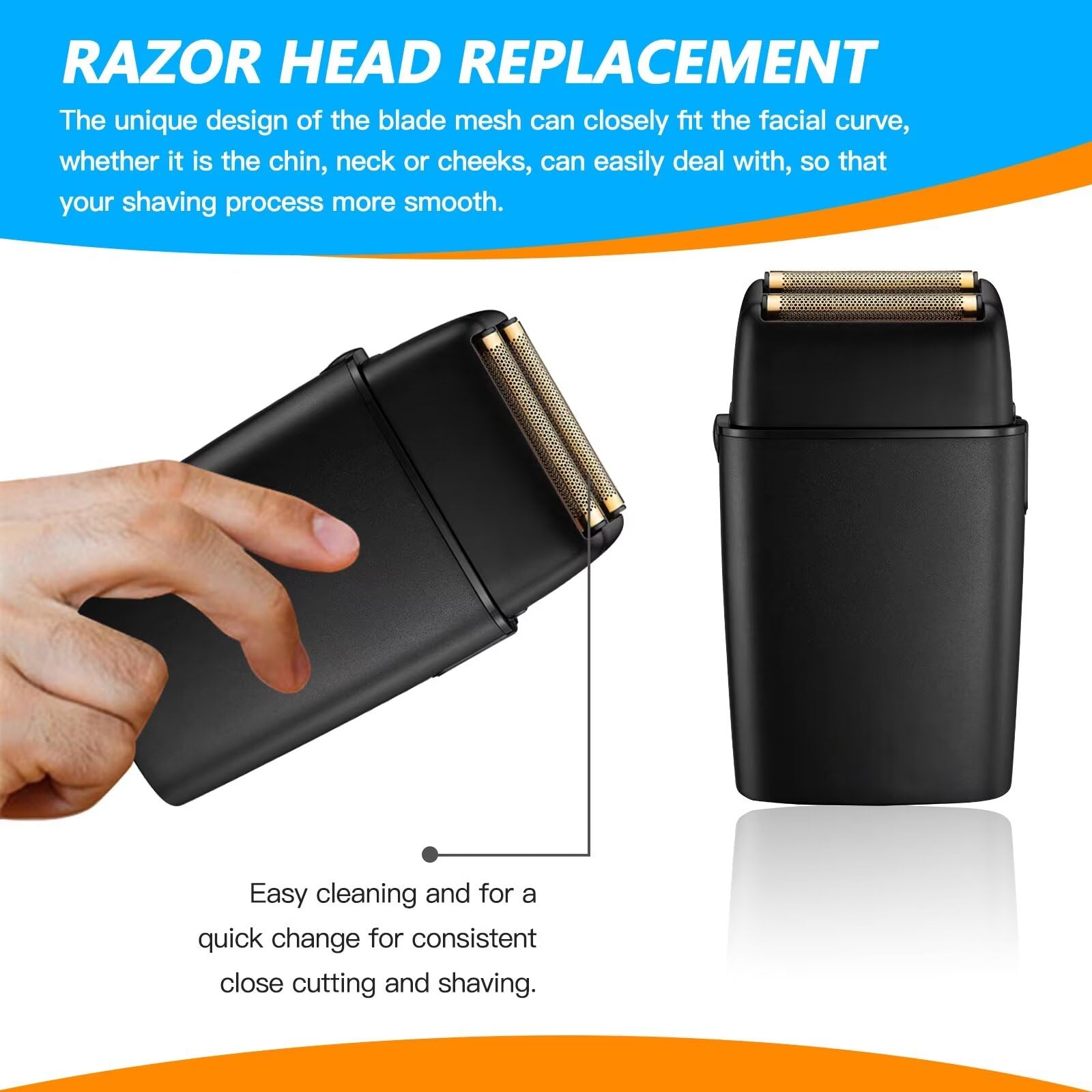 Replacement Foil and Cutter for Barberology FXFS2 Electric Shaver - Double Foil Shaver Replacement Head for PRO Barberology Razors (Bright Black) - Perfect for Professional Barbers & Home Grooming