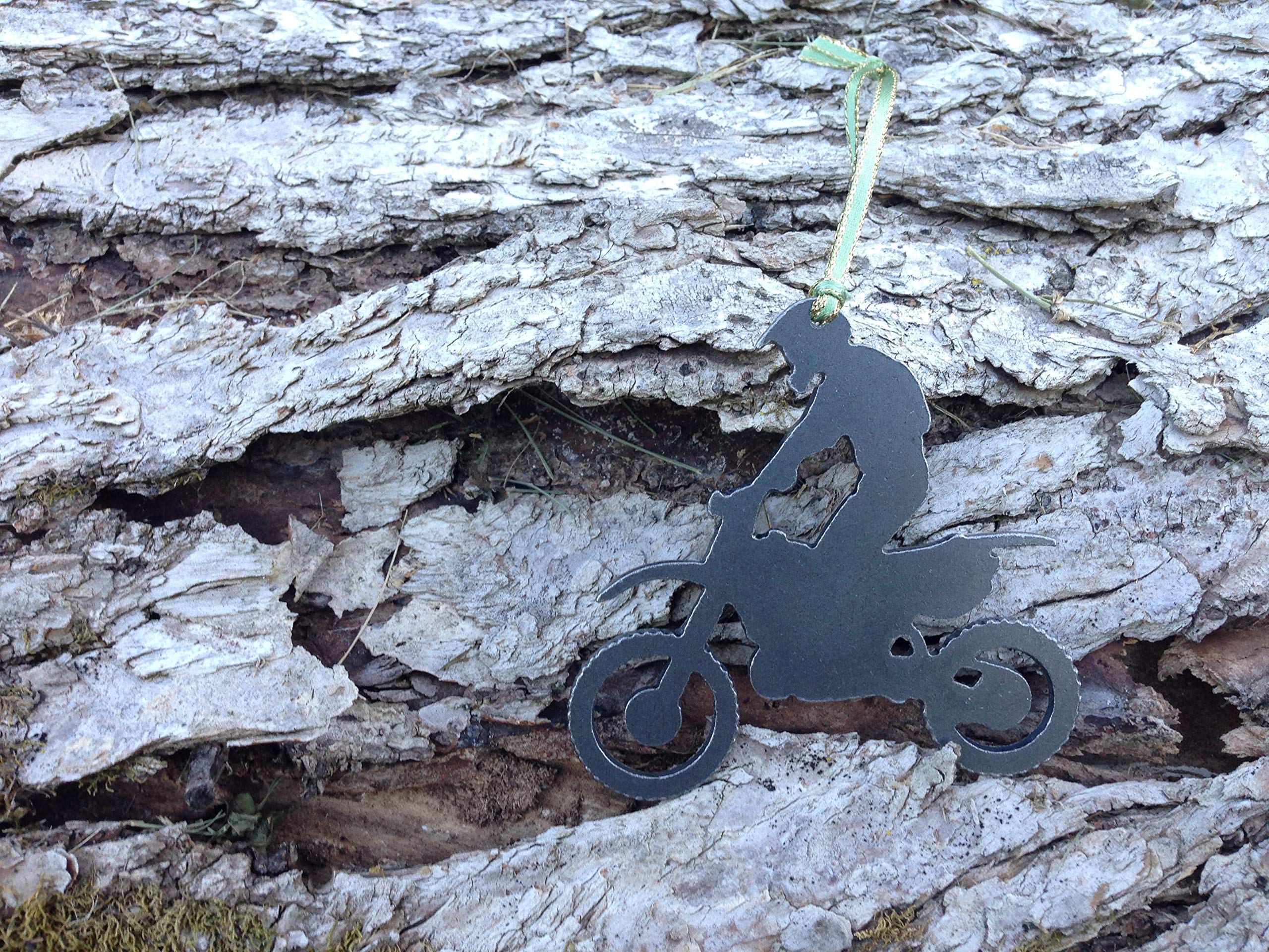 Dirt Bike with Rider Metal Ornament - Motorcycle Decor, Collectible Keepsake Gift for Bikers & Motocross Fans - Perfect for Home, Office, or Man Cave Display