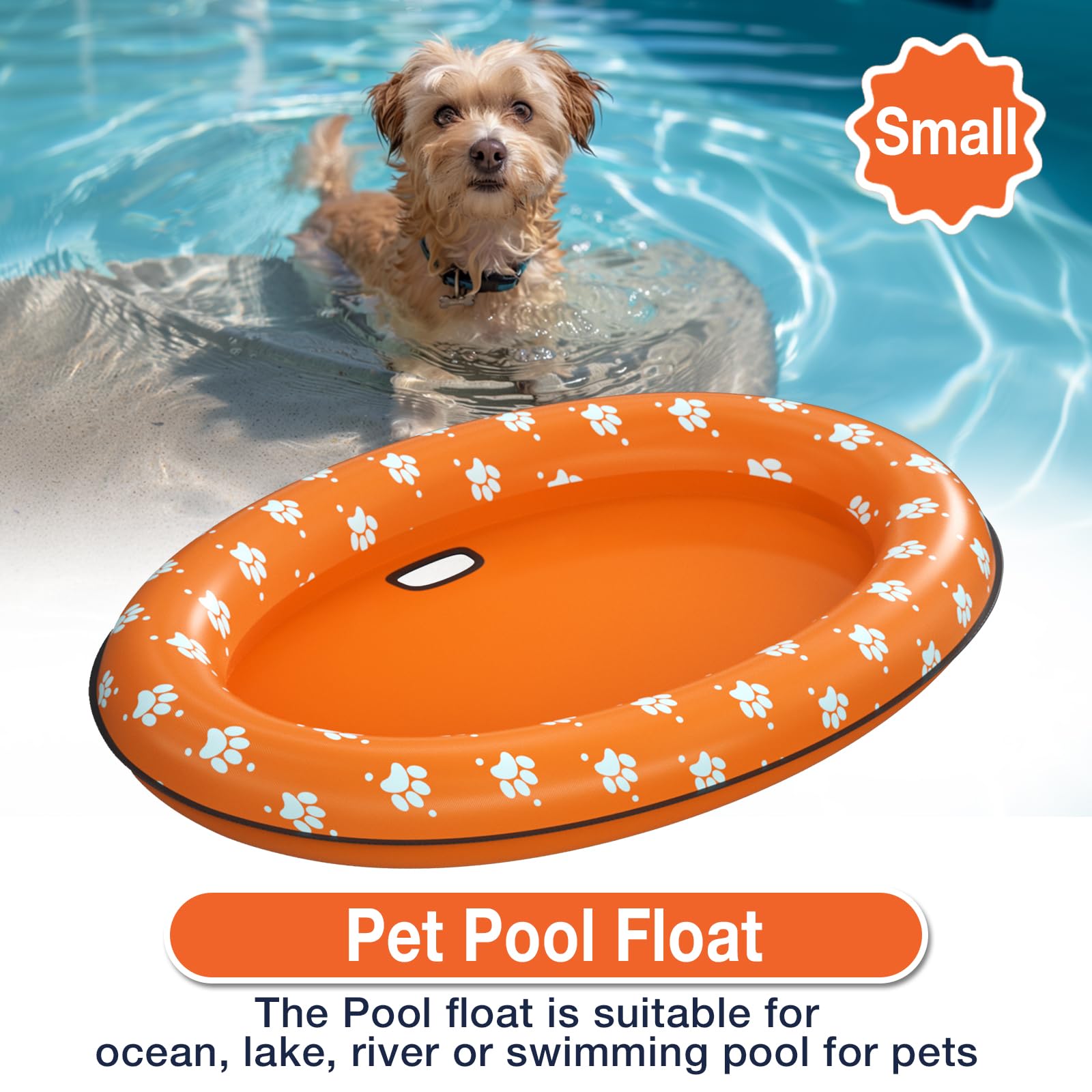 Inflatable Dog Float Raft for Swimming - Soft & Comfortable Pet Life Jacket for Small Dogs, Orange - Perfect for Pool, Beach & Summer Water Activities