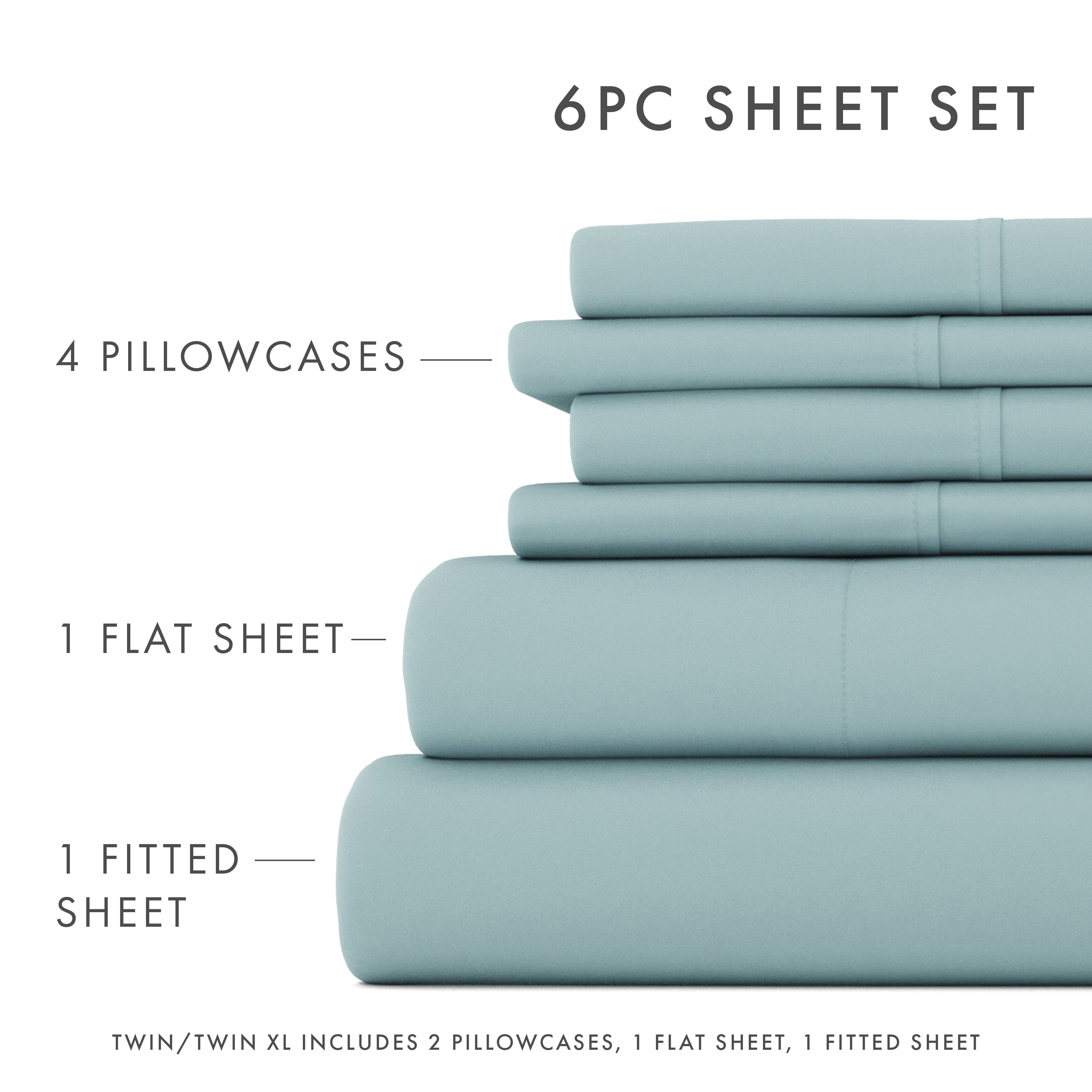 6-Piece Essential Sheet Set - Soft & Breathable Bed Sheets for Ultimate Comfort - Perfect for Bedroom, Guest Room, or Dorm Use - SLEEP60