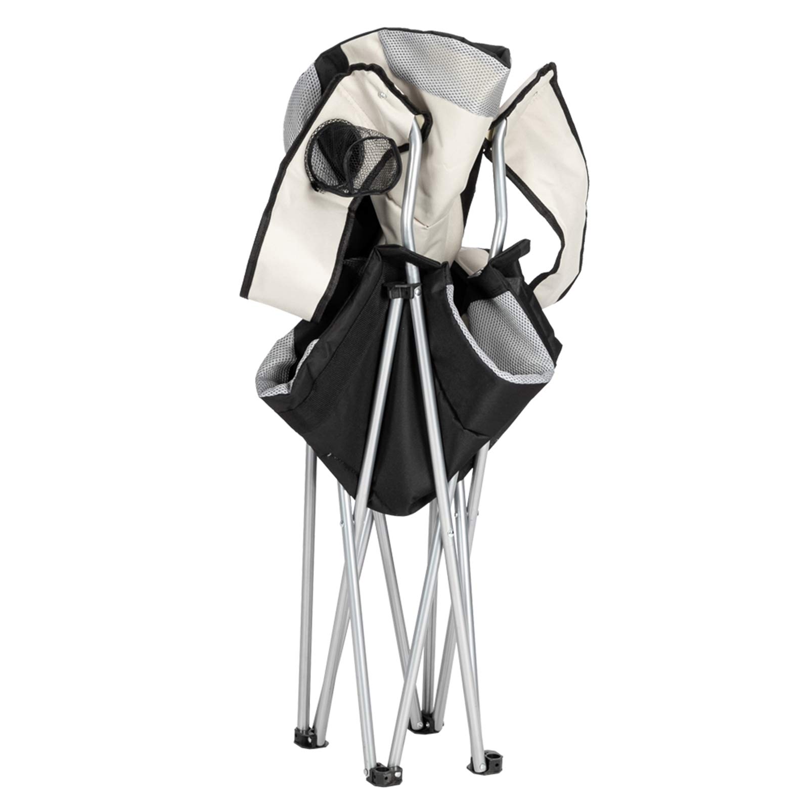Heavy Duty Camping Chairs 330 LBS Capacity - Portable Folding Oversized Outdoor Chair with Cup Holder - Grey & Black for Beach, Patio, Pool, Park, Picnics, and Backyard Relaxation