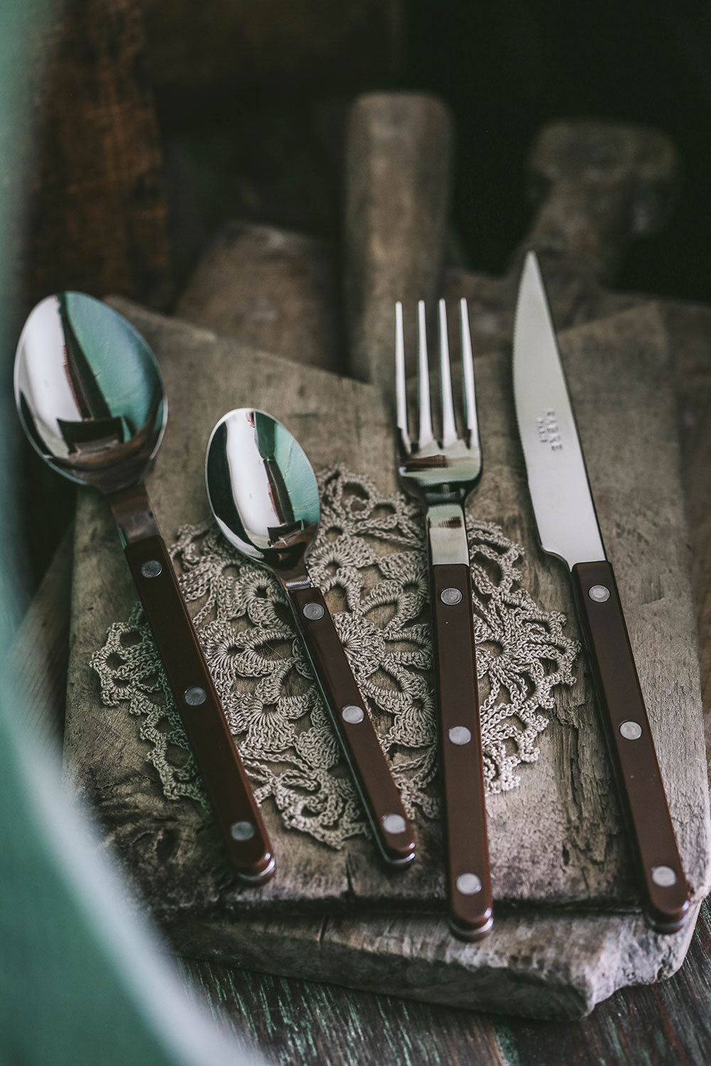 Premium Chocolate Flatware Set - 24-Piece Stainless Steel Dessert Forks & Spoons for Cake, Ice Cream, and Candy - Elegant Party & Wedding Serving Utensils