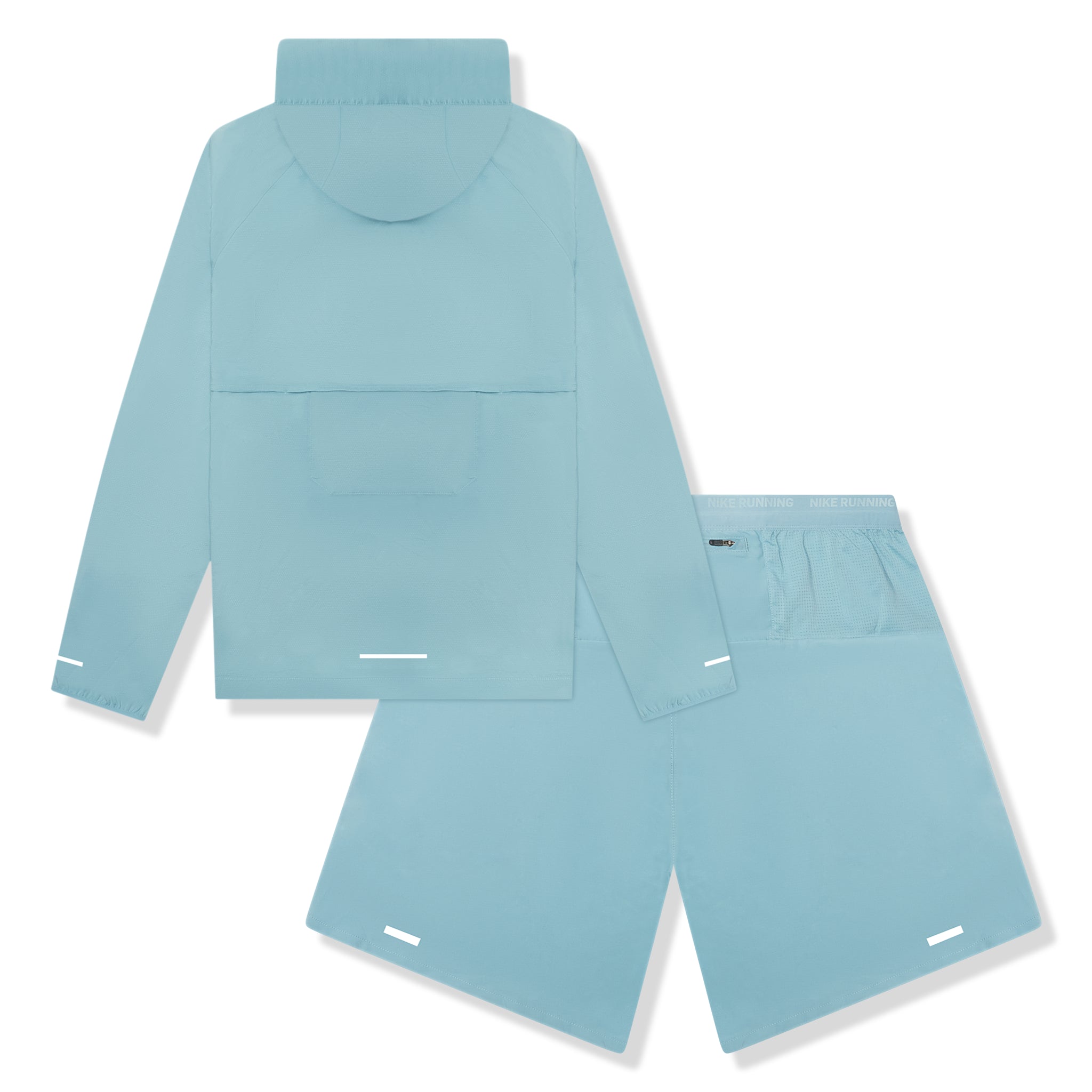 Nike Denim Turquoise Windrunner Jacket & Shorts Set - Stylish Athletic Wear for Running, Gym & Casual Outfits