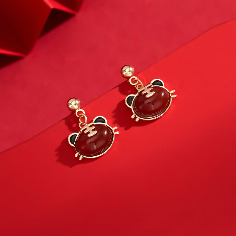 Zodiac Tiger Drop Dangle Earrings - Chinese New Year Gift, Birthday Present for Women, Fashion Jewelry for Parties & Special Occasions
