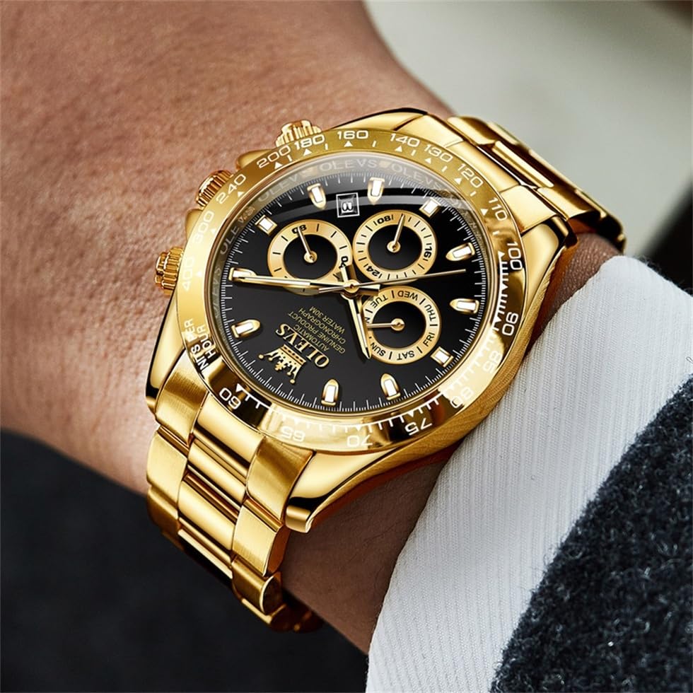 OLEVS Luxury Skeleton Automatic Watch for Men - Diamond Accent Mechanical Self-Winding Wristwatch with Luminous Hands & Waterproof Design - Perfect for Business, Formal Events & Nighttime Wear