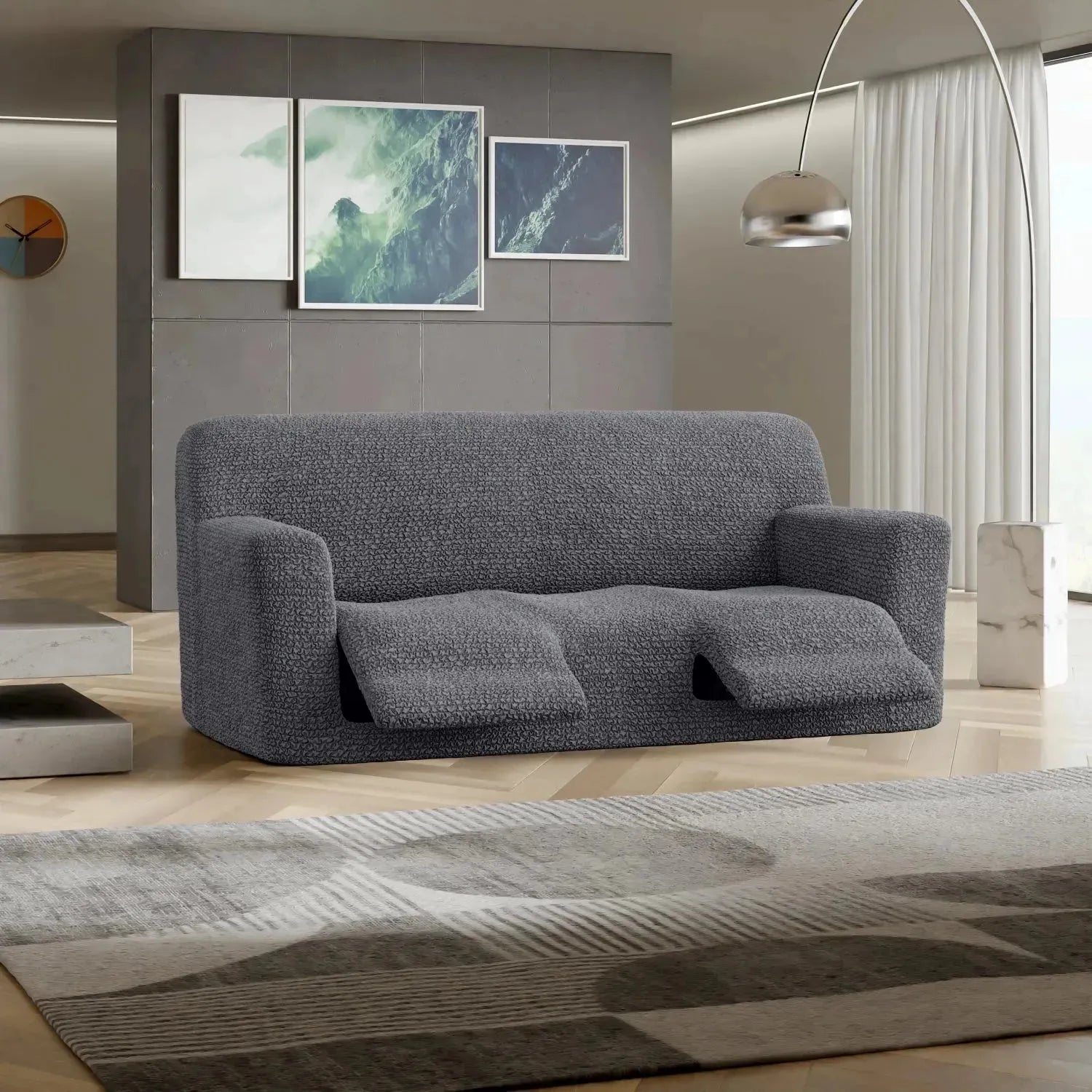 3 Seater Recliner Slipcover - Microfiber Sofa Cover for Living Room Furniture Protection - Perfect for Pets, Kids & Everyday Use