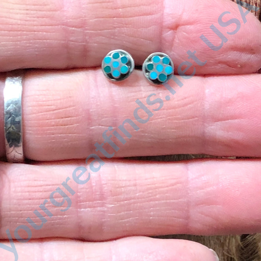 Authentic Zuni Sterling Silver Dotted Pierced Post Stud Earrings - Handmade Native American Jewelry for Women, Gift for Her, Perfect for Weddings & Special Occasions