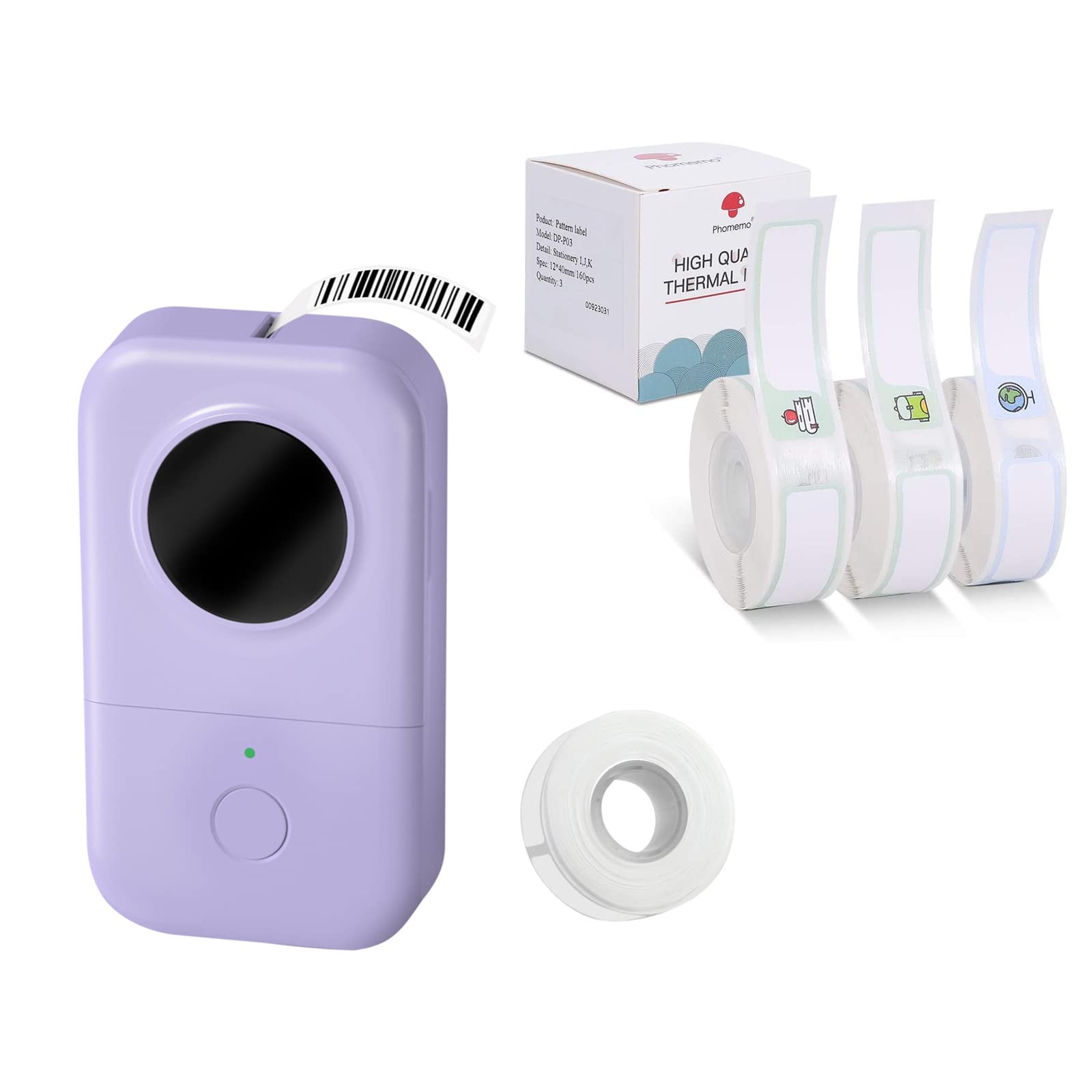 Phomemo D30 Portable Bluetooth Label Maker Machine - Wireless Handheld Sticker Printer with 1 White & 3 Patterned 0.47