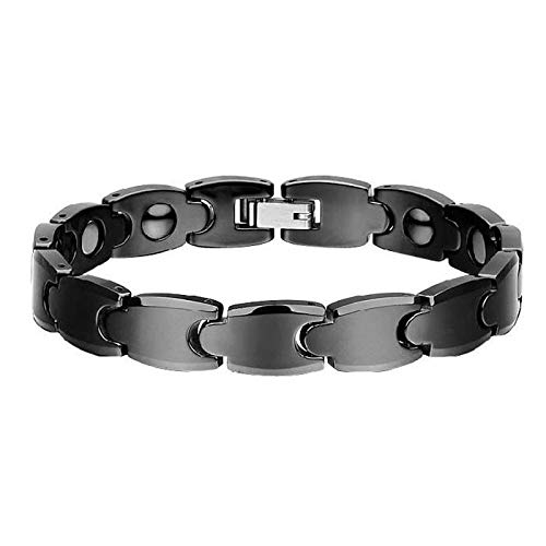 Stylish Ceramic Chain Clasp Bangle Bracelet for Women & Men - Adjustable Cuff Wristband in Black (One Size) | Perfect for Casual Wear, Office Accessories, and Gift Giving