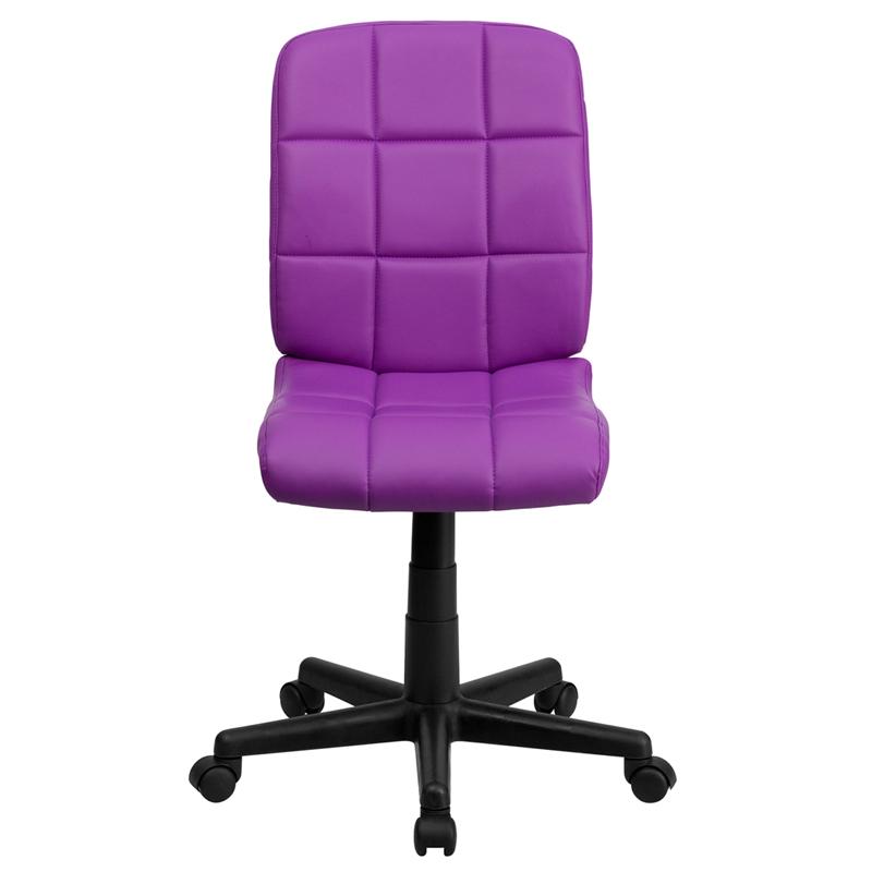 FLASH Clayton Mid Back Black Quilted Vinyl Swivel Task Office Chair with Arms - Ergonomic Desk Chair for Home Office, Computer Workstation & Conference Room