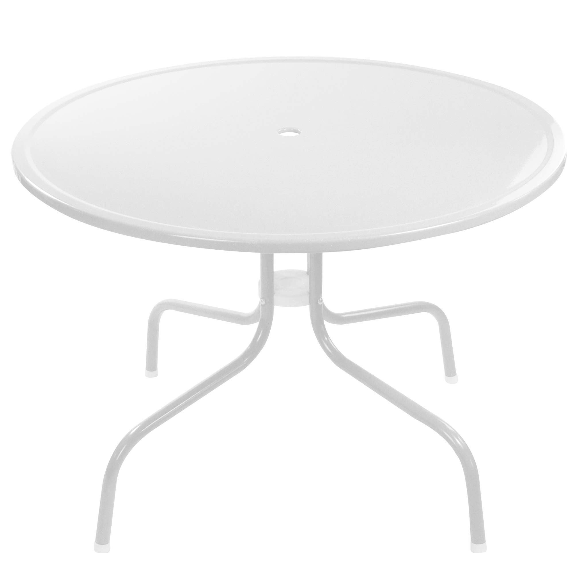 Vintage White Metal Tulip Outdoor Dining Table - 39.25 Inch Retro Patio Table for Garden, Poolside & Backyard Dining | Weather-Resistant Aluminum Alloy