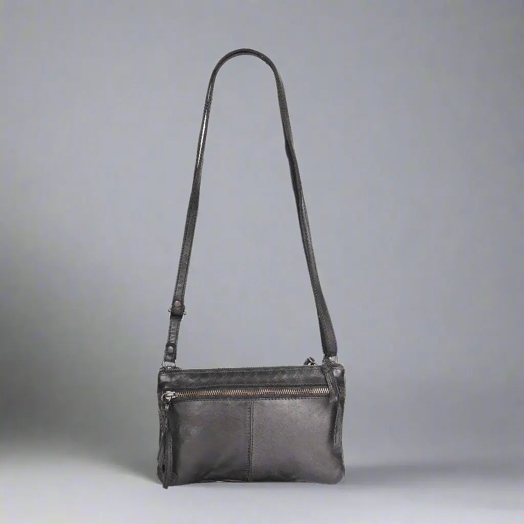 Premium MET Leather Crossbody Bag with Dual Front Zipper Pockets - Stylish & Secure for Women's Daily Use, Travel & Shopping