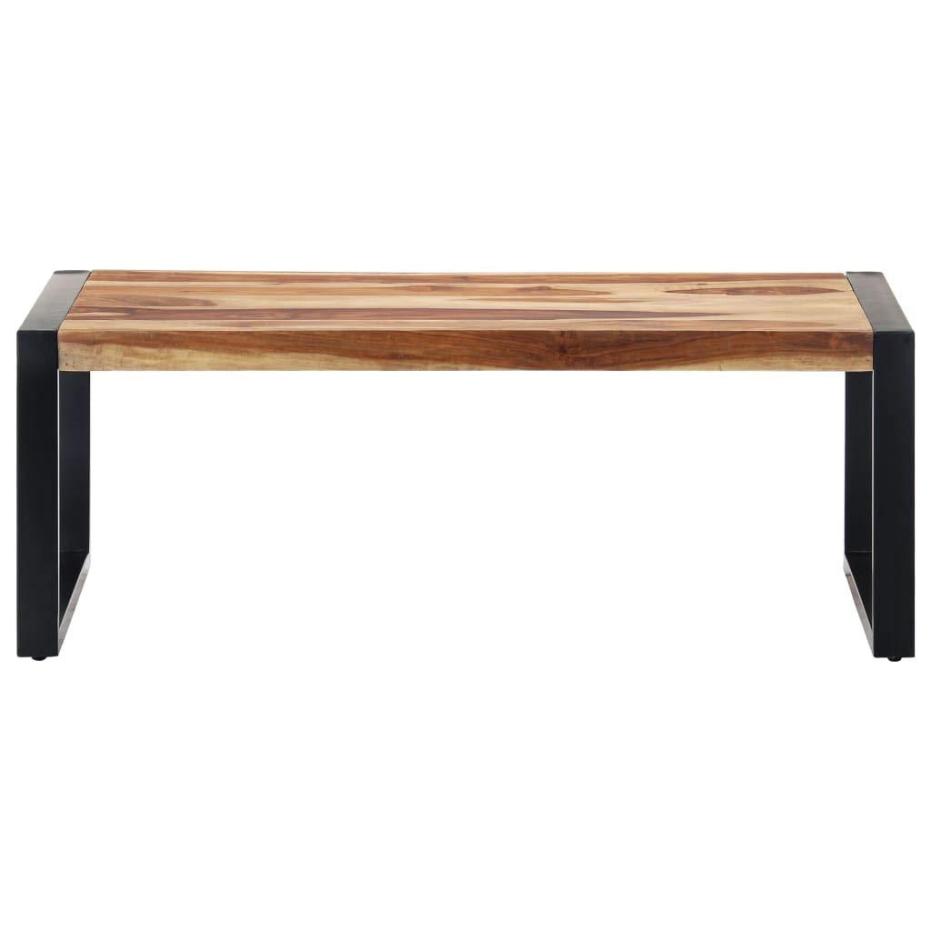 Solid Sheesham Wood Coffee Table with Metal Frame - 43.3