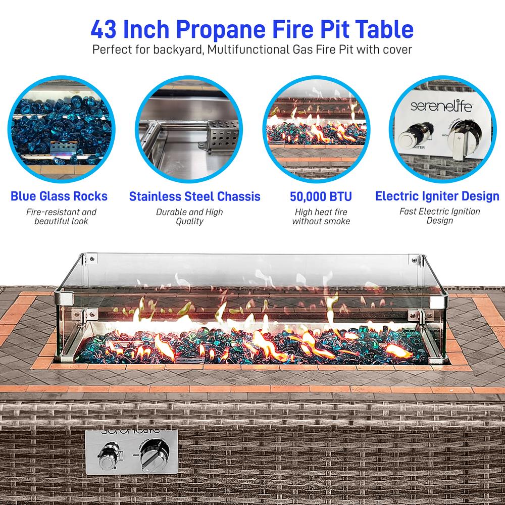 Outdoor Propane Gas Fire Pit for Patio, Backyard & Camping - Portable & Durable Steel Fire Pit with Lava Rocks - Perfect for Gatherings, Heating & Ambiance