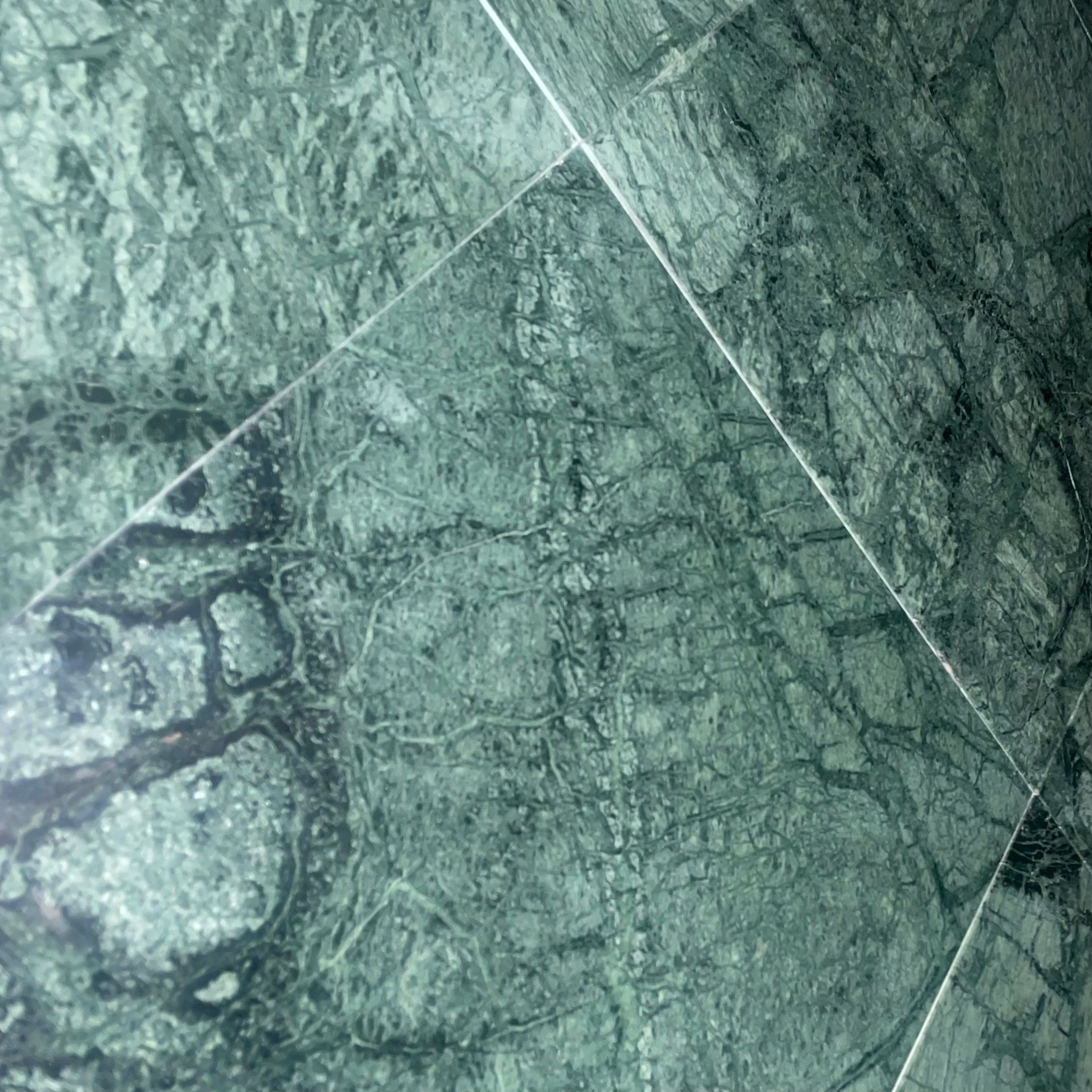 Premium Bombay Green 12x12 Marble Tile - Natural Veining & Deep Green Hues for Bathroom Flooring, Kitchen Backsplash & Luxury Home Decor