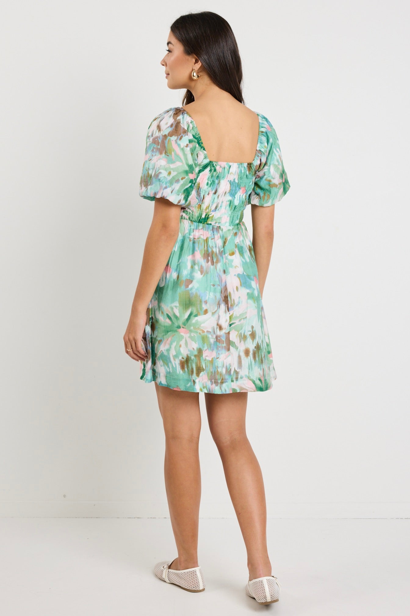Trendy Puff Sleeve Mini Dress for Women - Flowy Jungle Print Party Dress for Club, Date Night & Summer Vacation