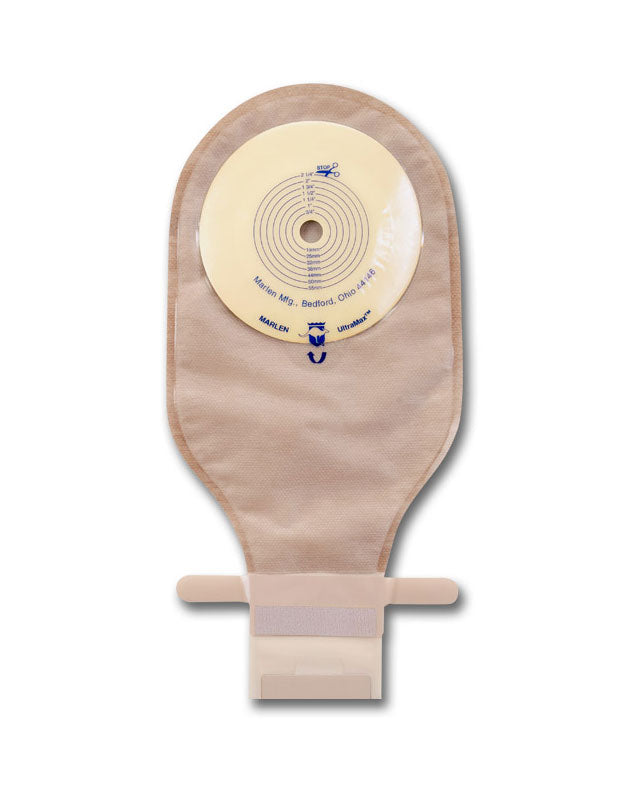 Marlen MiniMax 1 Piece Drainable Ostomy Pouch with Kwick Klose II Fastener & AquaTack Barrier - Cut to Fit, Transparent (5 per Box, No Filter, 1/2