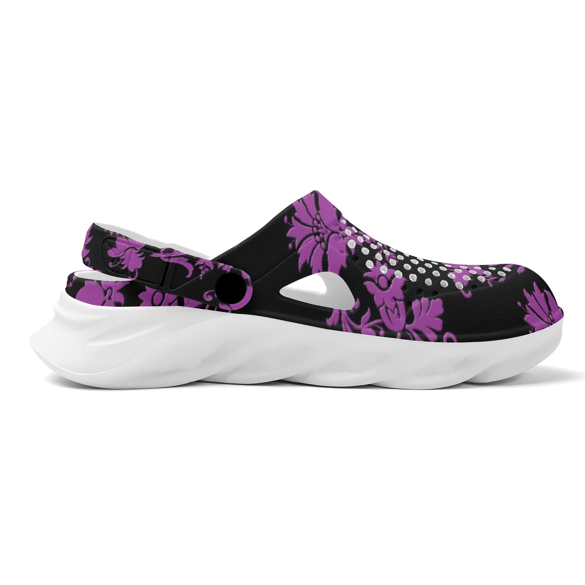 Gothic Purple Floral Lightweight EVA Hollow-Out Sandals for Women - Comfortable Summer Beach Shoes for Outdoor Walking, Vacation & Boho Fashion