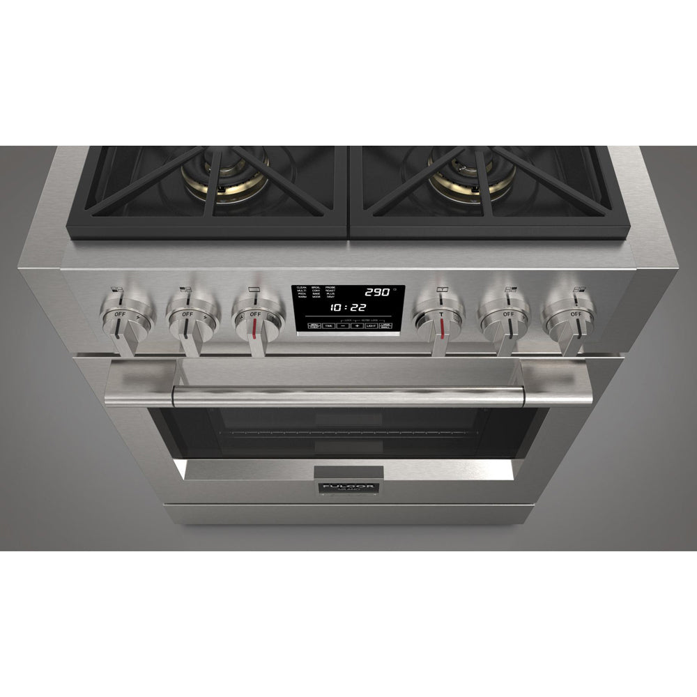 Fulgor Milano 30-inch 600 Series Dual Fuel Range - 4 Burner Stainless Steel Gas Stove & Electric Oven (Model F6PDF304S1) | Perfect for Modern Kitchens & Professional Cooking