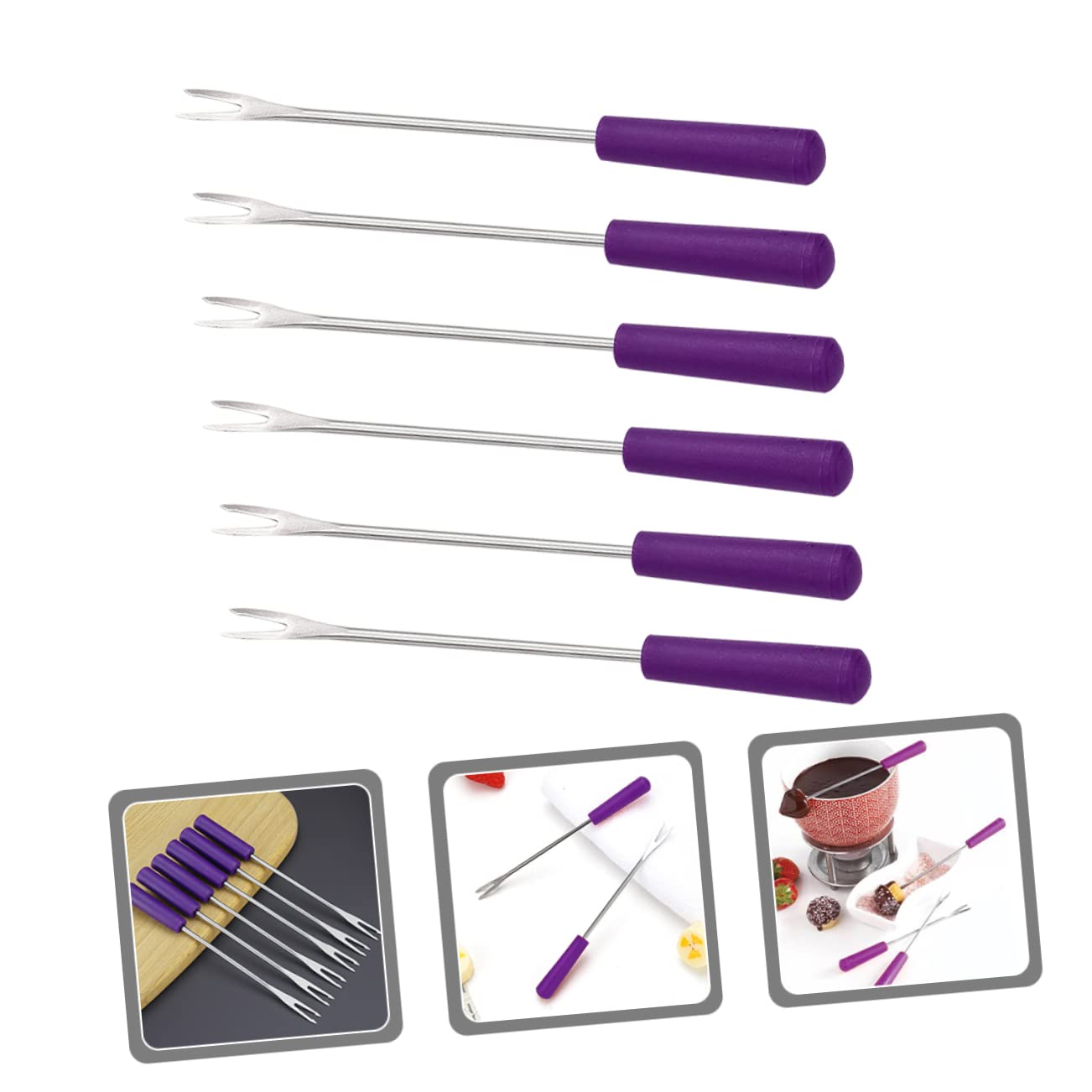 6-Piece Stainless Steel Cheese Forks Set - Heat-Resistant BBQ Forks for Melting Cheese & Fruits - Perfect for Parties, Picnics and Outdoor Grilling