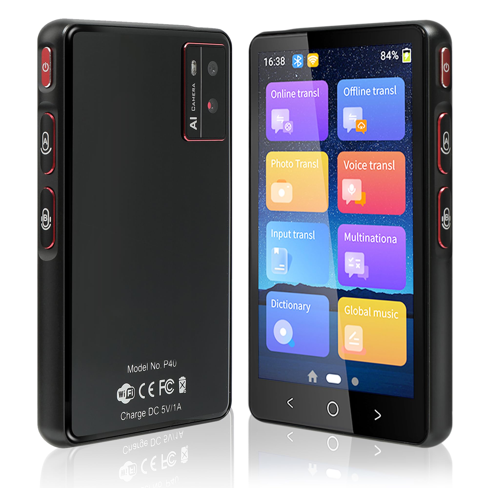 2-Way Instant Voice Translator Device - Portable 135 Language Translator with 4