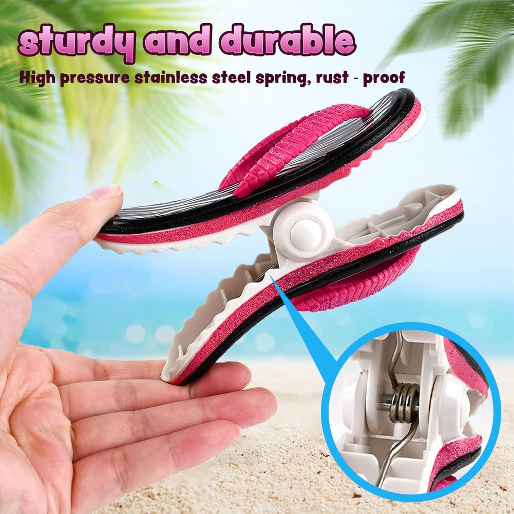 8Pcs Jumbo Beach Towel Clips - Heavy Duty Lounge Chair Clips, Slipper Towel Holders & Clothes Pegs - Bright Color Pool Accessories for Patio, Vacation, Beach & Backyard (Slippers-B, 8 Pack) - Perfect for Securing Towels on Chairs, Hanging Swimsuits & Organizing Poolside Essentials
