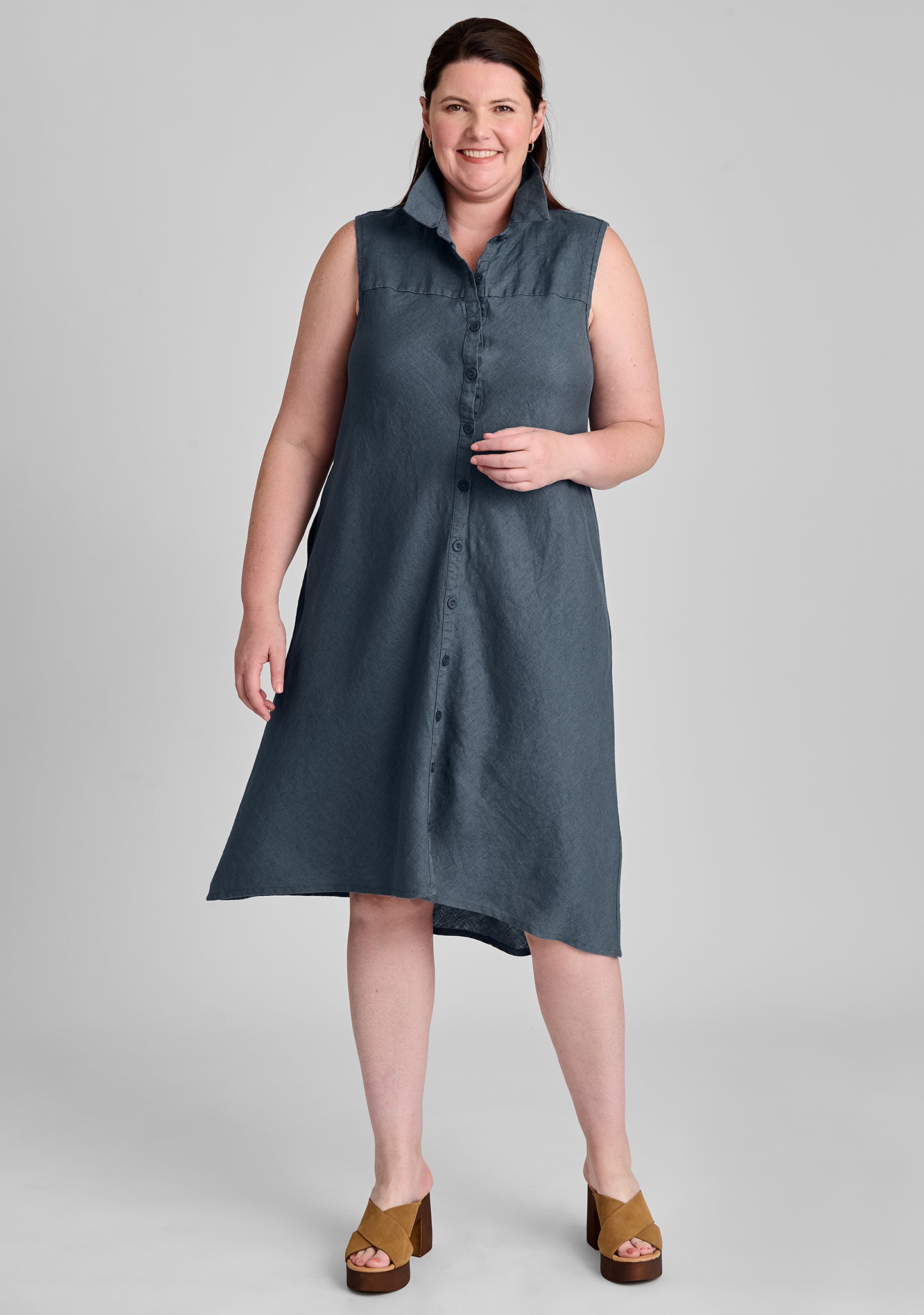 Skyline Linen Button Down Dress for Women - Breathable Summer Casual Dress with Pockets | Perfect for Beach, Office, and Date Night Outfits
