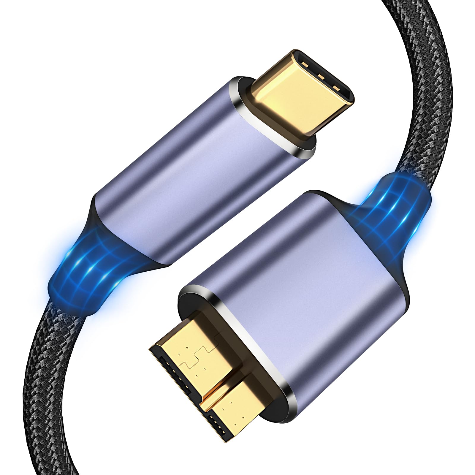 High-Speed Micro B to USB C Cable 3.3FT 10Gbps - External Hard Drive Cable Compatible with MacBook Pro/Air, iPad, iPhone, Samsung Galaxy S24, WD, Seagate - Perfect for Data Transfer & Backup