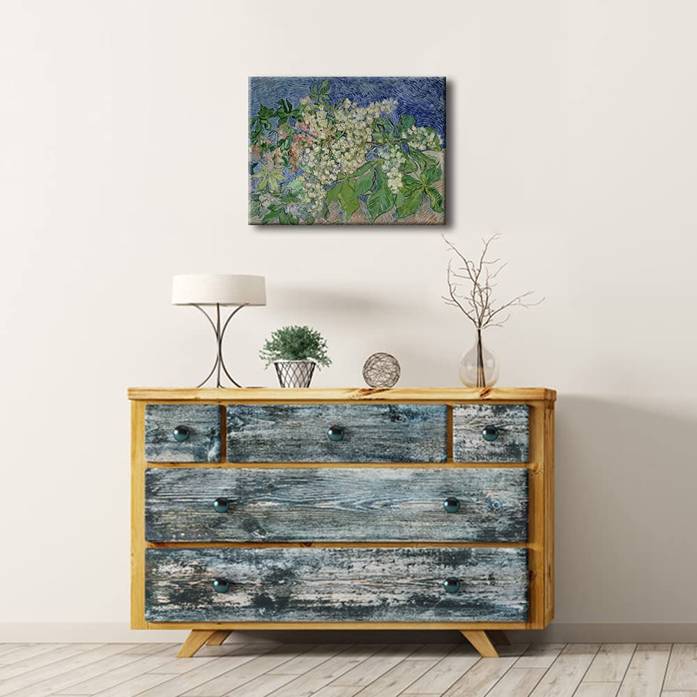 Vincent Van Gogh Blossoming Chestnut Branches Canvas Print - Famous Art Reproduction, Classical Flower Painting Wall Art for Living Room, Bedroom & Office Decor | Home & Wall Decoration