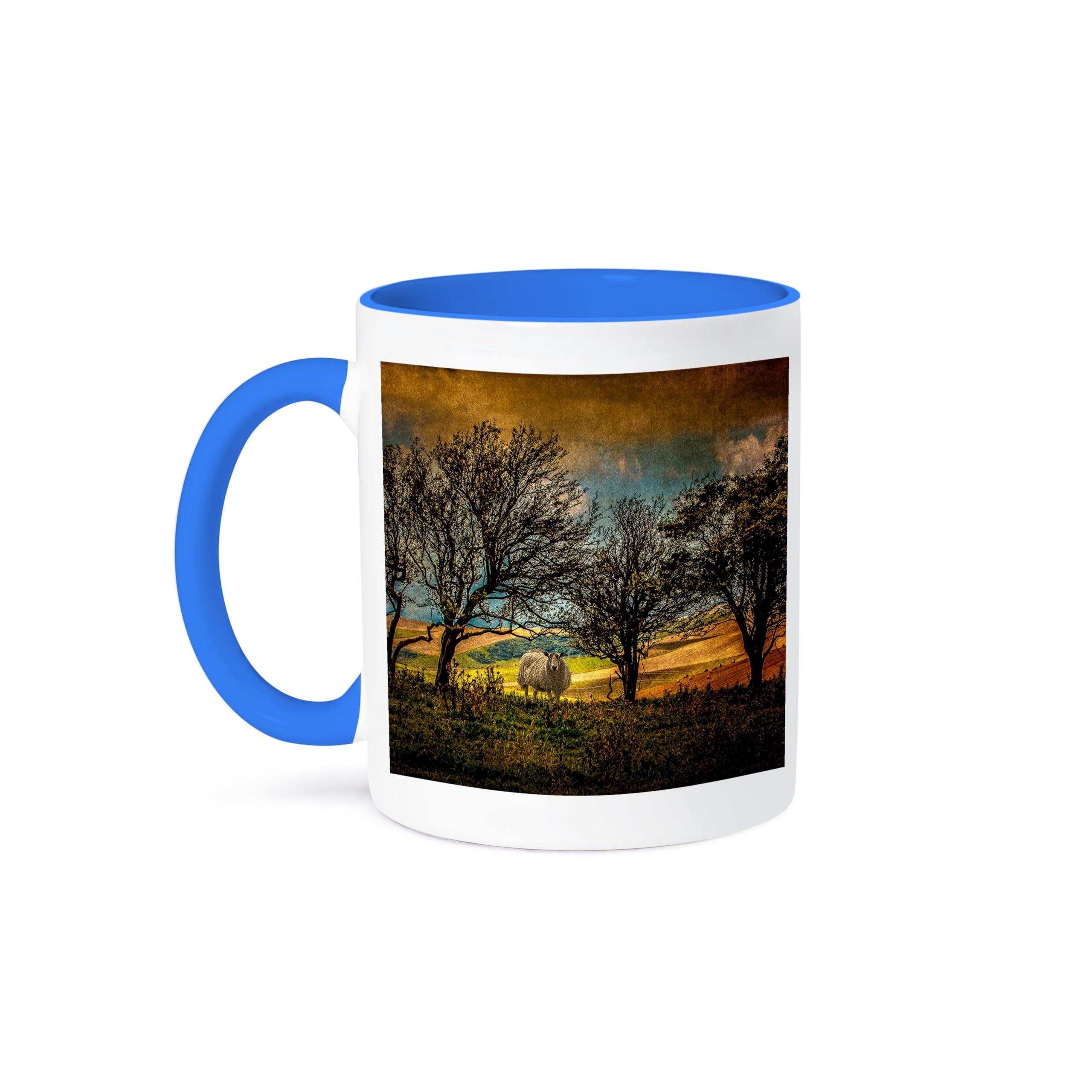3D Rose 123864_6 Blue and White Ceramic Coffee Mug - Perfect for Home, Office & Gift Giving