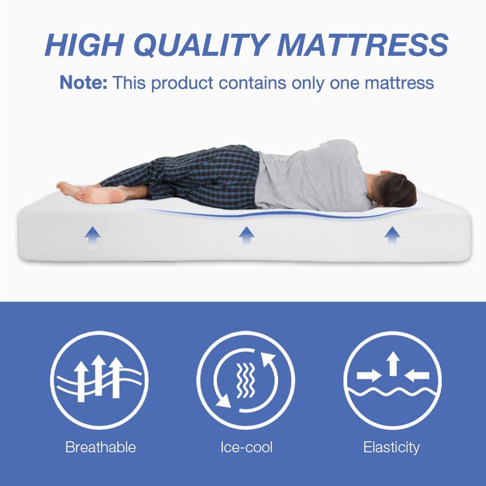 8 Inch Twin Mattress with Cooling Gel Memory Foam - CertiPUR-US Certified, Medium Firm for Pressure Relief & Cool Sleep - Perfect for Kids' Rooms, Guest Beds & Dorm Rooms (White)