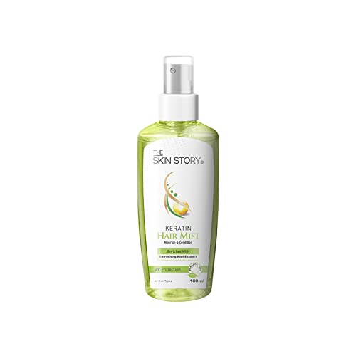 UV Protection Keratin Hair Mist Spray for Frizz Control & Shine - Kiwi & Olive Oil Formula | Paraben-Free, 100ml | Daily Hair Care for Smooth, Silky & Fragrant Locks - Perfect for Styling, Sun Protection & Humidity Defense