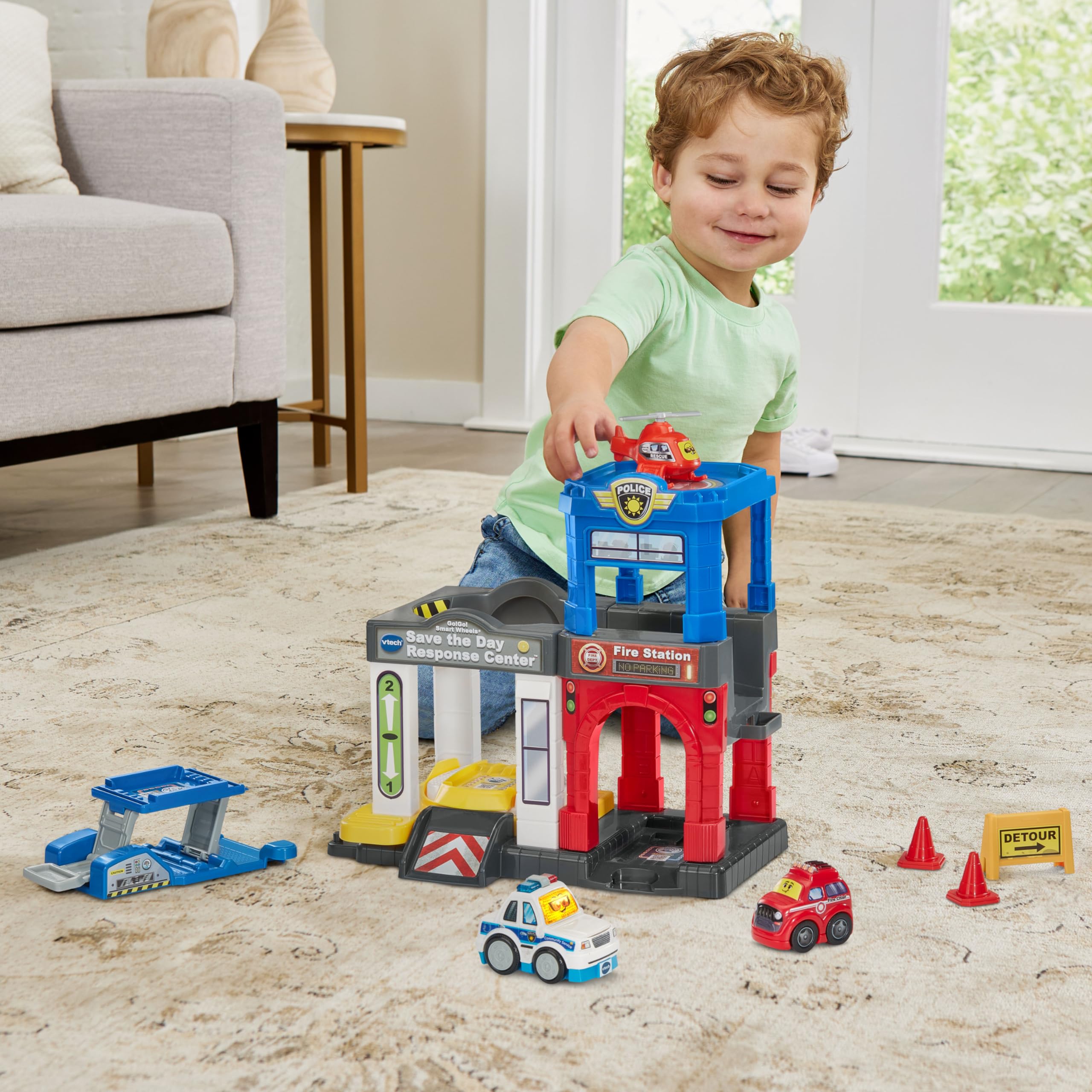 VTech Go! Go! Smart Wheels Save The Day Response Center Playset - Interactive Learning Toy for Kids Ages 1-5 Years - Educational Rescue Vehicle Playset with Lights & Sounds - Perfect for Pretend Play & Early Childhood Development