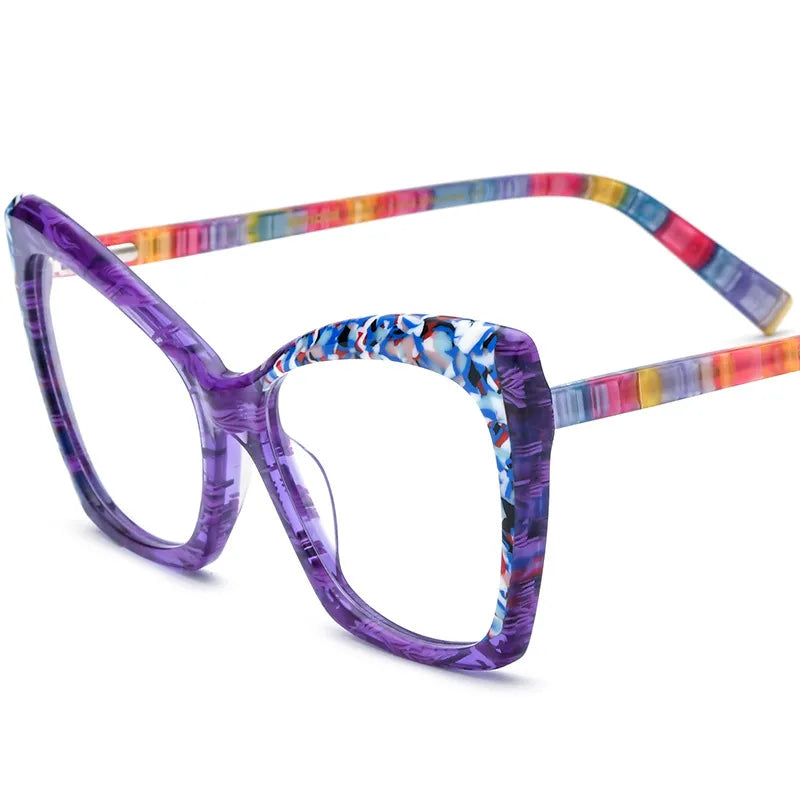 CCspace Unisex Full Rim Cat Eye Acetate Eyeglasses 56921 - Stylish Retro Frame for Men & Women - Perfect for Reading, Work, and Fashion Accessories