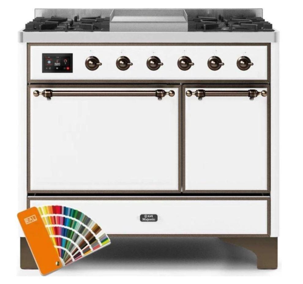 ILVE 40 Inch Majestic II Series Professional Natural Gas & Propane Dual Fuel Range with 6 Sealed Burners & Electric Oven - UMD10FDQNS3 - Perfect for Home Chefs & Commercial Kitchens